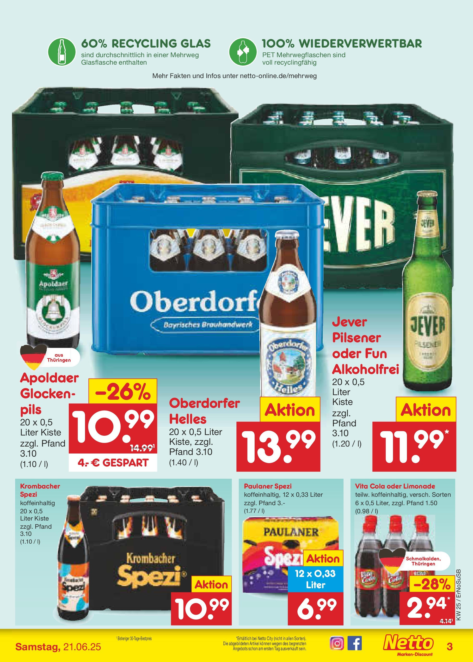 Netto Marken-Discount prospekt Elxleben (ab 15.06.2025) » Angebote | Seite: 65 | Produkte: Cola, Limonade, Jever, Paulaner Netto Marken-Discount prospekt Elxleben (ab 15.06.2025) » Angebote | Seite: 65 | Produkte: Cola, Limonade, Jever, Paulaner
