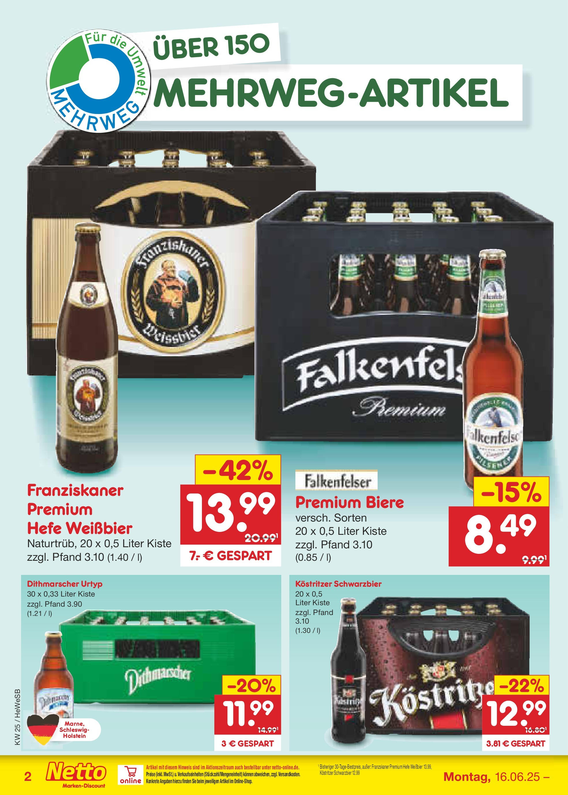 Netto Marken-Discount prospekt Brietlingen	 (ab 15.06.2025) » Angebote | Seite: 60 | Produkte: Franziskaner, Kostritzer, Weißbier, Hefe weissbier