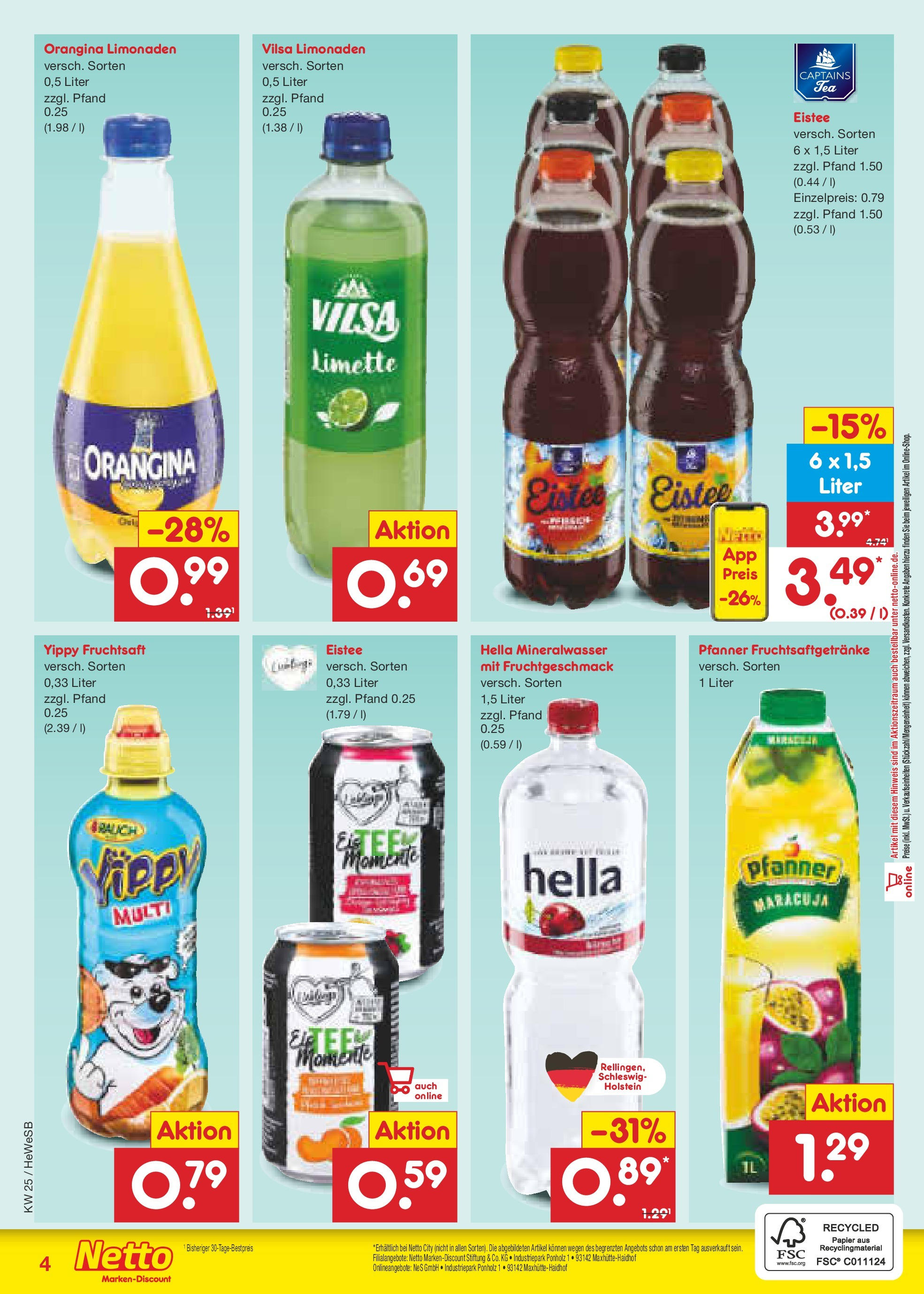 Netto Marken-Discount prospekt Brietlingen	 (ab 15.06.2025) » Angebote | Seite: 62 | Produkte: Mineralwasser, Limette, Fruchtsaft, Lubzer