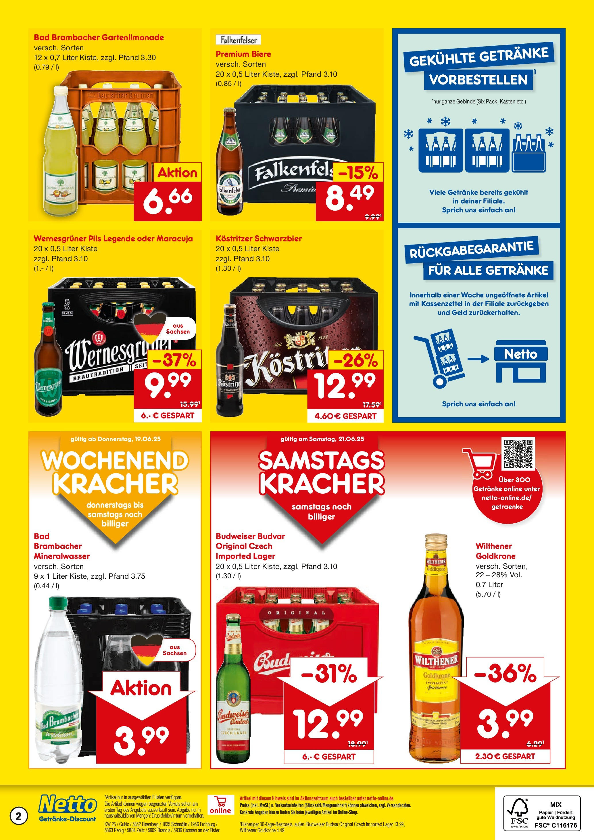 Netto Marken-Discount prospekt Penig	 (ab 15.06.2025) » Angebote | Seite: 2 | Produkte: Wilthener, Bad, Mineralwasser, Budweiser