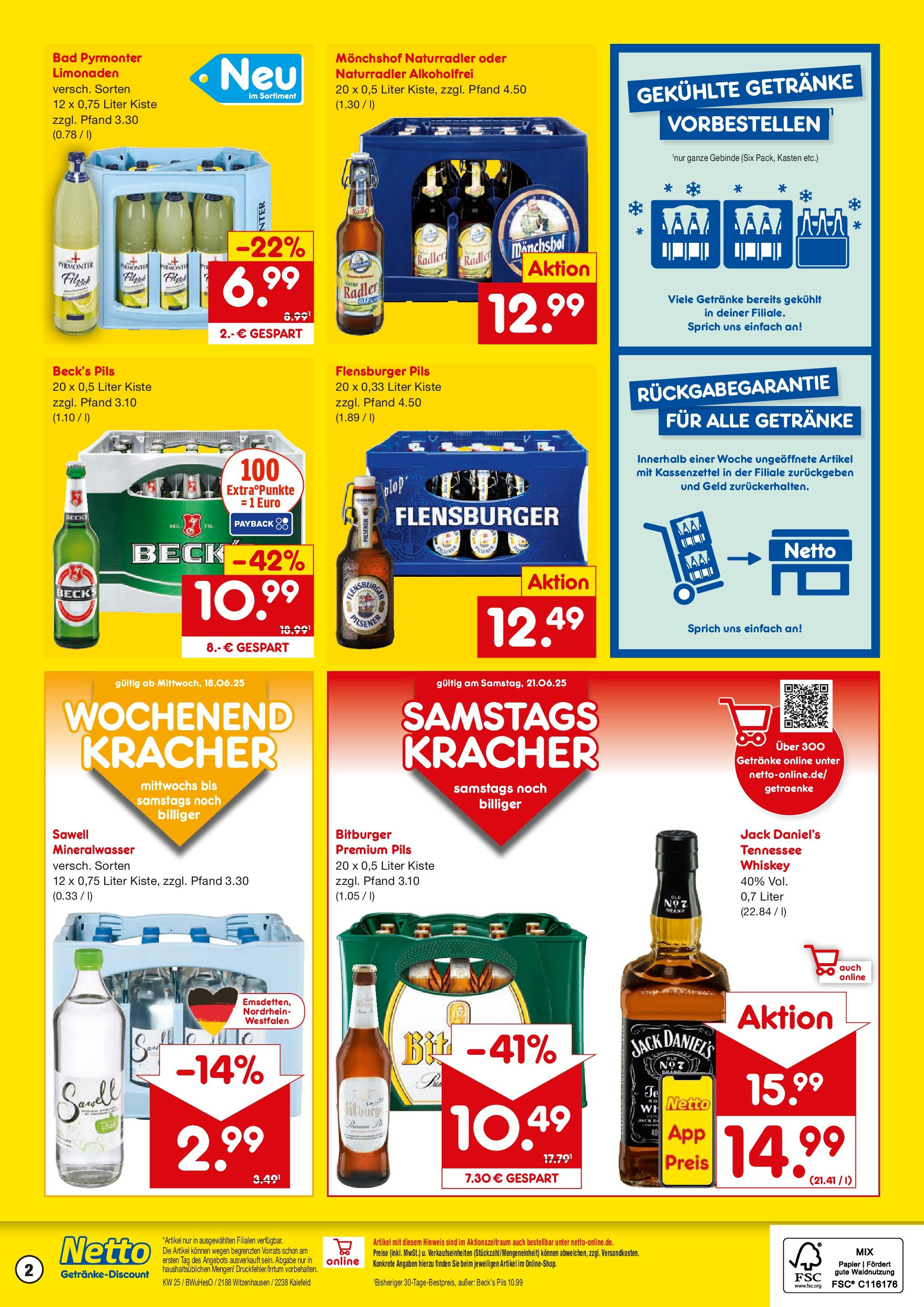 Netto Marken-Discount prospekt Kalefeld	 (ab 15.06.2025) » Angebote | Seite: 2 | Produkte: Monchshof, Pils, Jack Daniel's, Radler