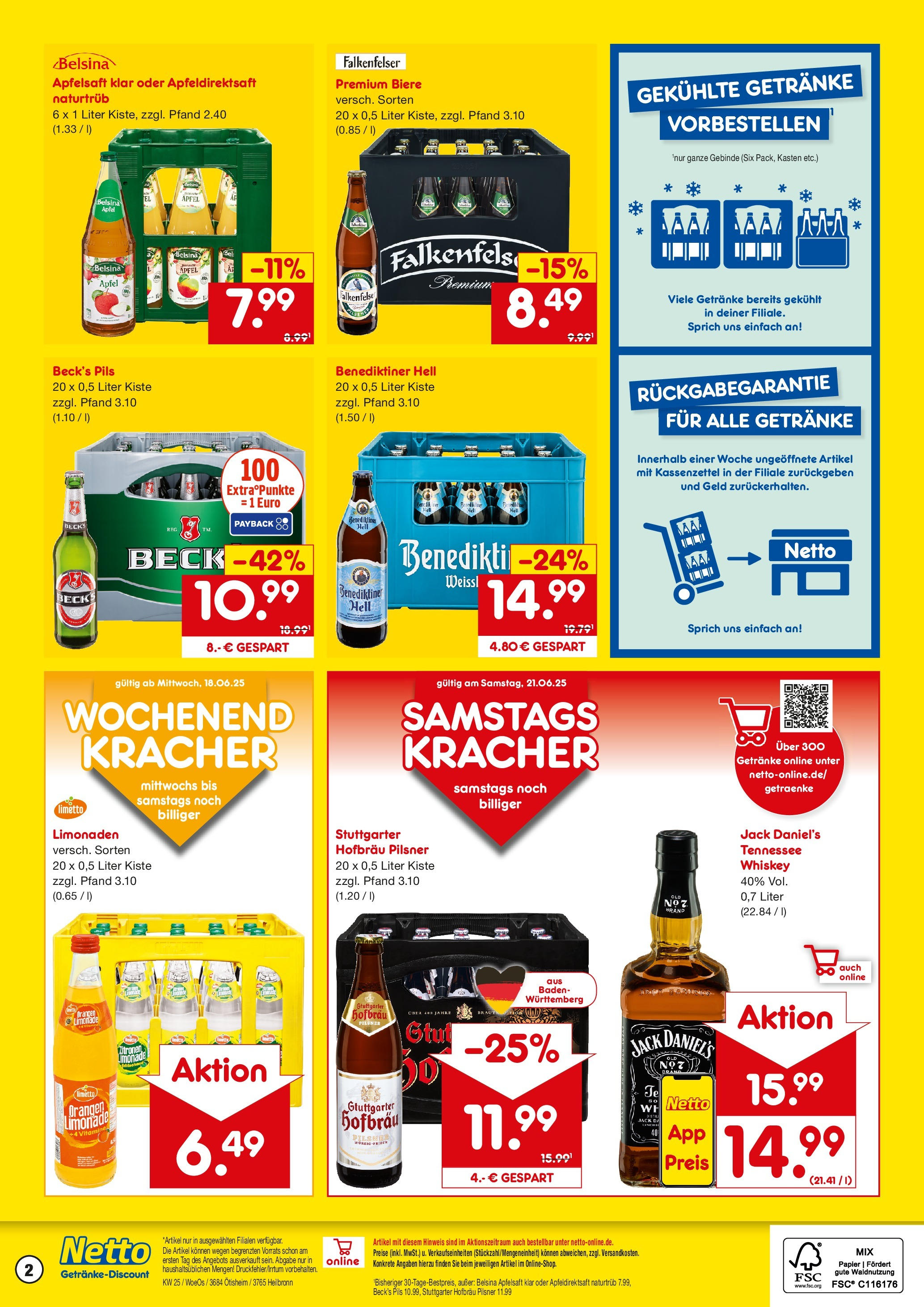 Netto Marken-Discount prospekt Heilbronn	 (ab 15.06.2025) » Angebote | Seite: 2 | Produkte: Pils, Äpfel, Jack Daniel's, Limonade