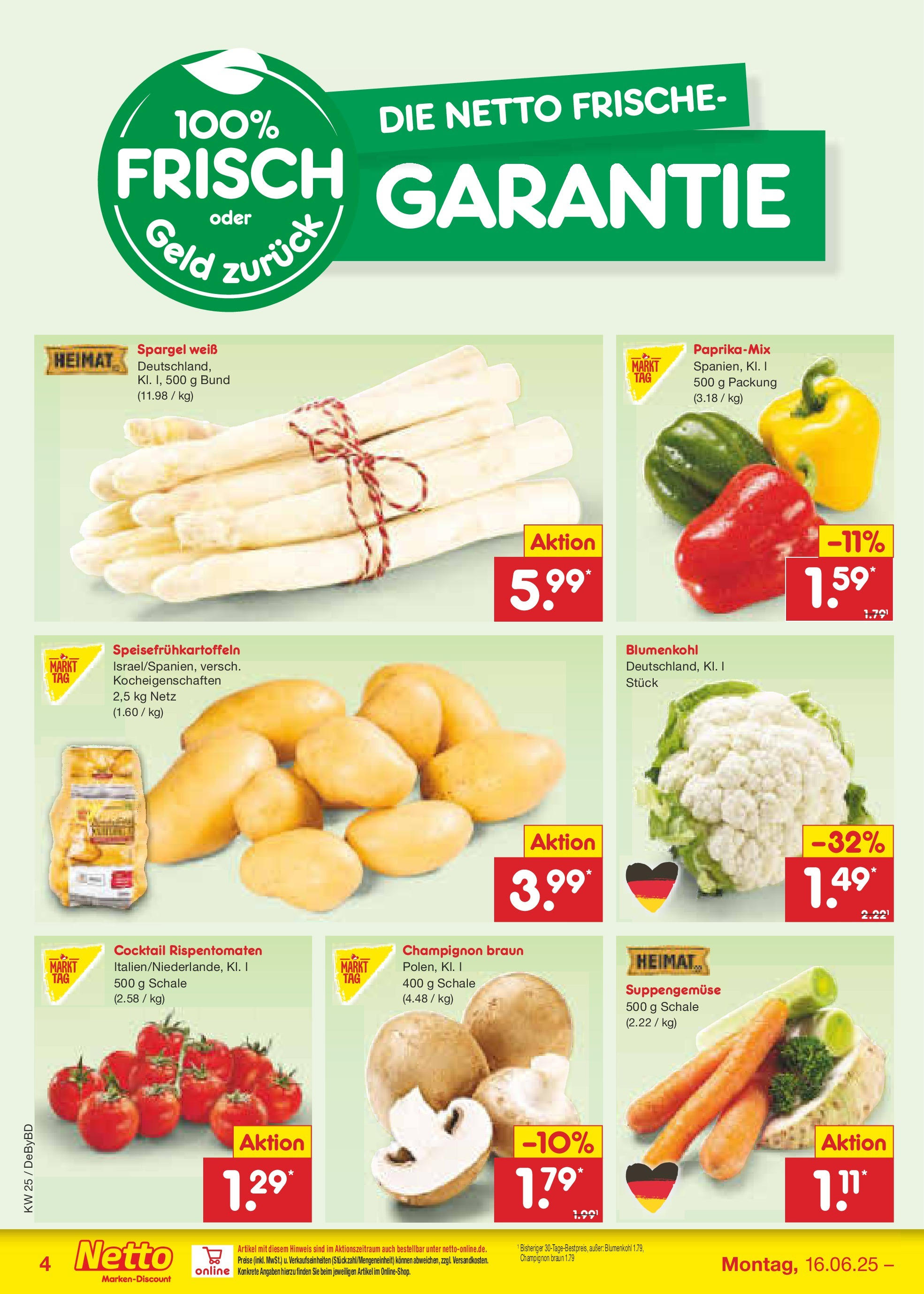 Netto Marken-Discount prospekt Buttenwiesen (ab 15.06.2025) » Angebote | Seite: 4 | Produkte: Spargel, Blumenkohl Netto Marken-Discount prospekt Buttenwiesen (ab 15.06.2025) » Angebote | Seite: 4 | Produkte: Spargel, Blumenkohl