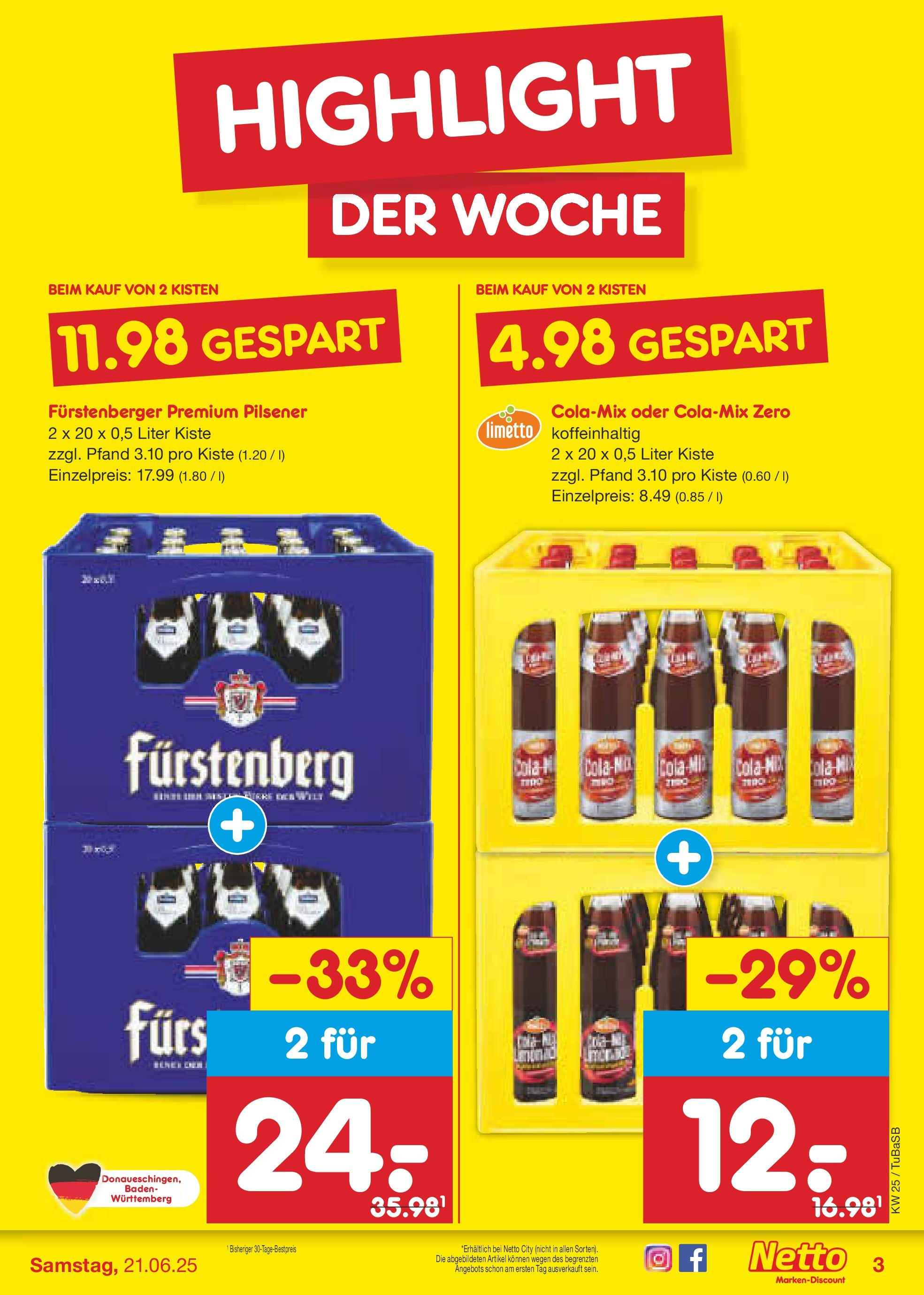Netto Marken-Discount prospekt Lahr-Langenwinkel (ab 15.06.2025) » Angebote | Seite: 3 | Produkte: Cola Netto Marken-Discount prospekt Lahr-Langenwinkel (ab 15.06.2025) » Angebote | Seite: 3 | Produkte: Cola