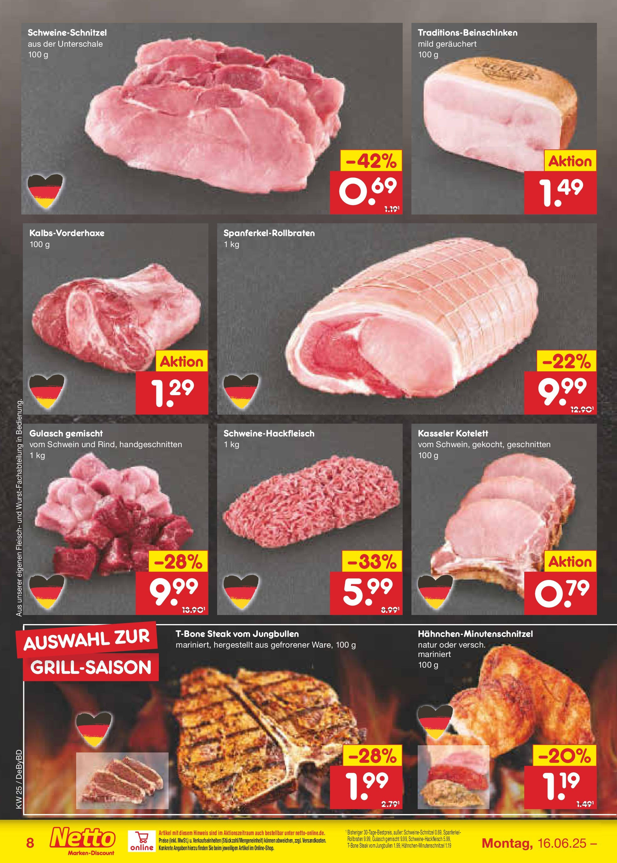 Netto Marken-Discount prospekt Buttenwiesen (ab 15.06.2025) » Angebote | Seite: 8 | Produkte: Gulasch, Steak, Fleisch Netto Marken-Discount prospekt Buttenwiesen (ab 15.06.2025) » Angebote | Seite: 8 | Produkte: Gulasch, Steak, Fleisch