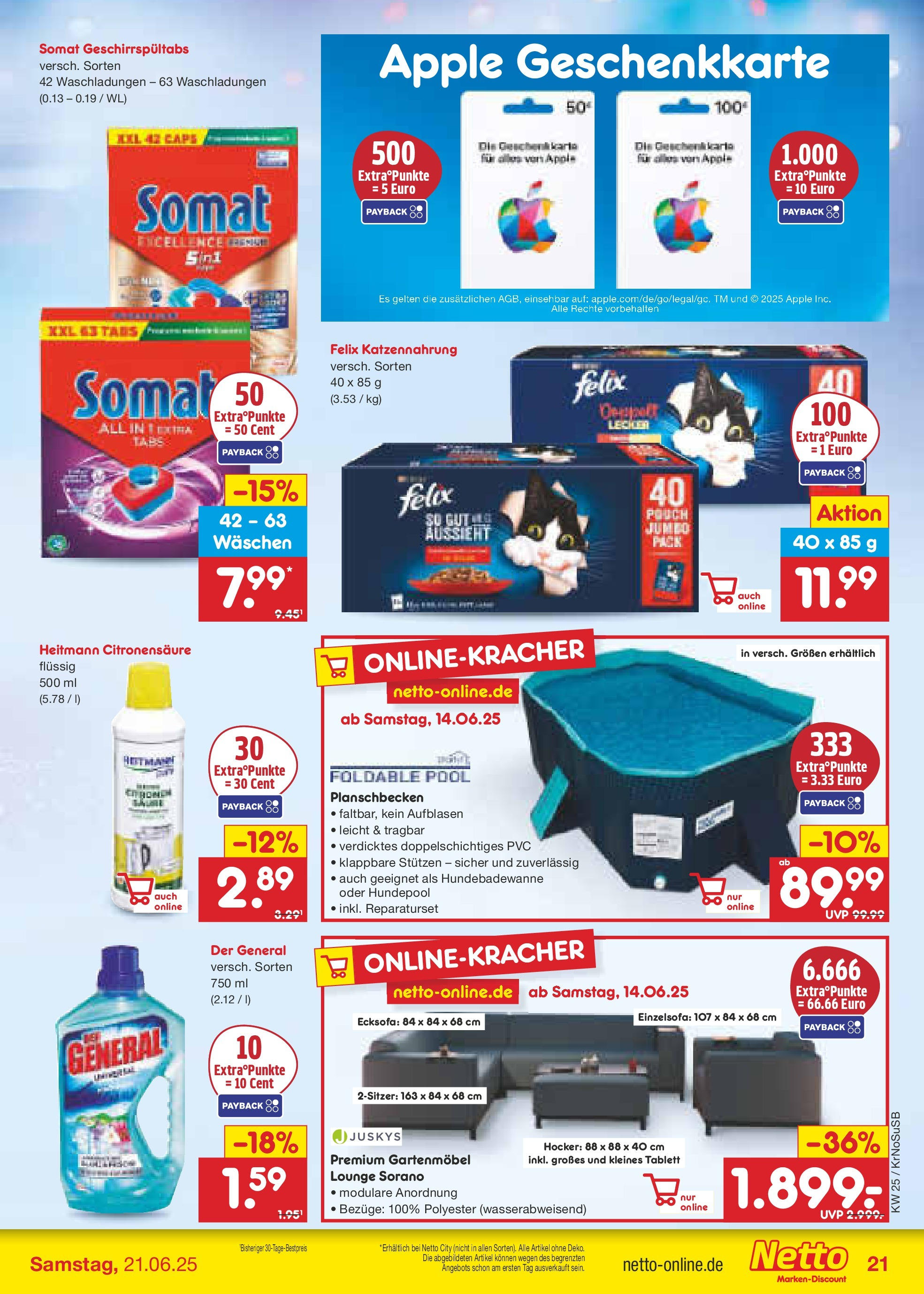 Netto Marken-Discount prospekt Jüchen (ab 15.06.2025) » Angebote | Seite: 27 | Produkte: Hocker, Ecksofa, Gartenmöbel, Apple Netto Marken-Discount prospekt Jüchen (ab 15.06.2025) » Angebote | Seite: 27 | Produkte: Hocker, Ecksofa, Gartenmöbel, Apple