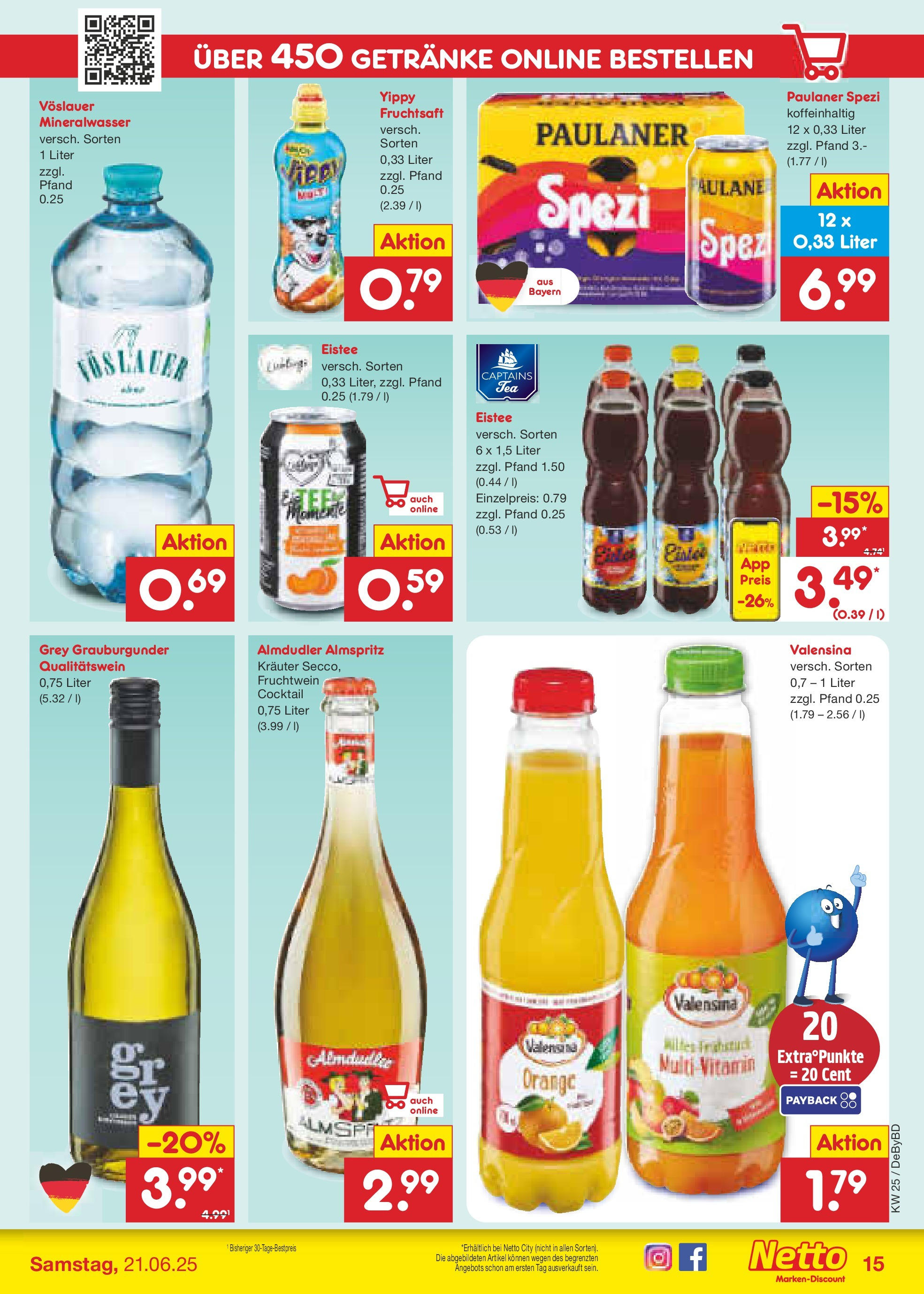 Netto Marken-Discount prospekt Buttenwiesen (ab 15.06.2025) » Angebote | Seite: 19 | Produkte: Paulaner spezi, Mineralwasser, Valensina, Paulaner Netto Marken-Discount prospekt Buttenwiesen (ab 15.06.2025) » Angebote | Seite: 19 | Produkte: Paulaner spezi, Mineralwasser, Valensina, Paulaner