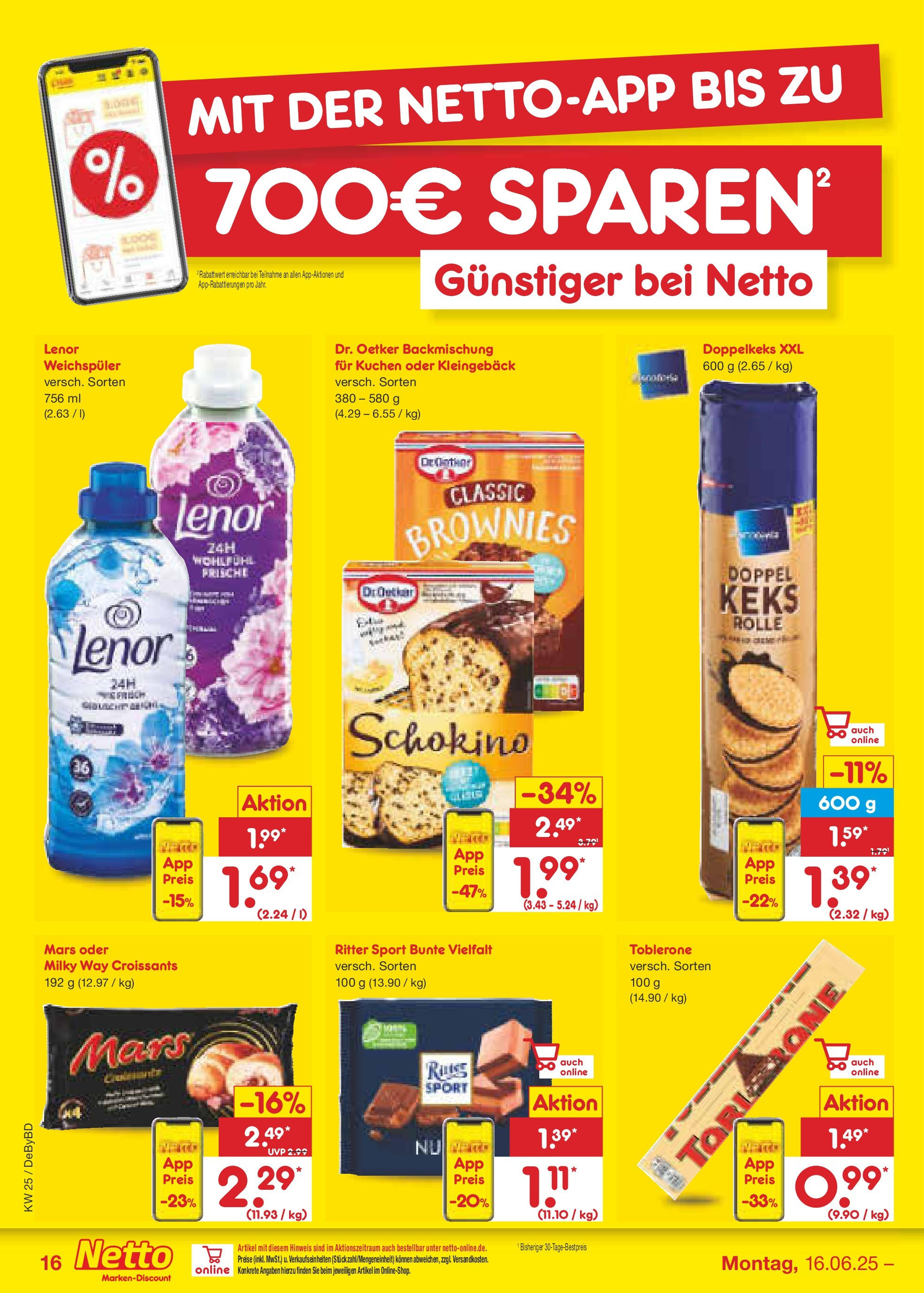 Netto Marken-Discount prospekt Buttenwiesen (ab 15.06.2025) » Angebote | Seite: 22 | Produkte: Ritter sport, Mars, Weichspüler, Kuchen Netto Marken-Discount prospekt Buttenwiesen (ab 15.06.2025) » Angebote | Seite: 22 | Produkte: Ritter sport, Mars, Weichspüler, Kuchen