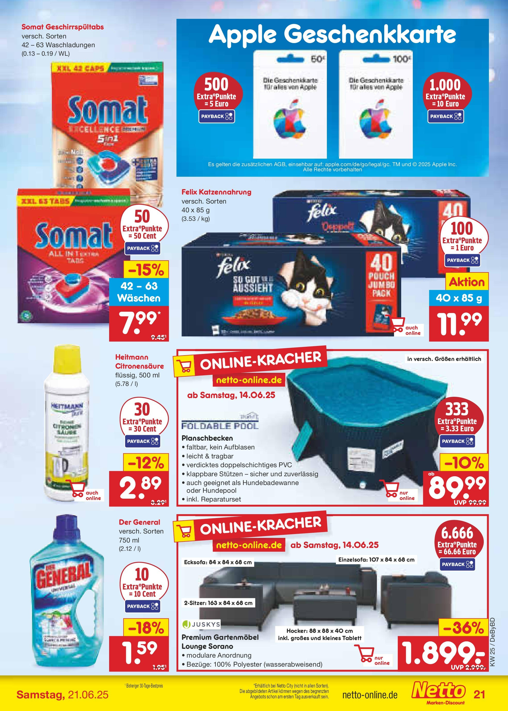 Netto Marken-Discount prospekt Buttenwiesen (ab 15.06.2025) » Angebote | Seite: 27 | Produkte: Hocker, Ecksofa, Gartenmöbel, Apple Netto Marken-Discount prospekt Buttenwiesen (ab 15.06.2025) » Angebote | Seite: 27 | Produkte: Hocker, Ecksofa, Gartenmöbel, Apple