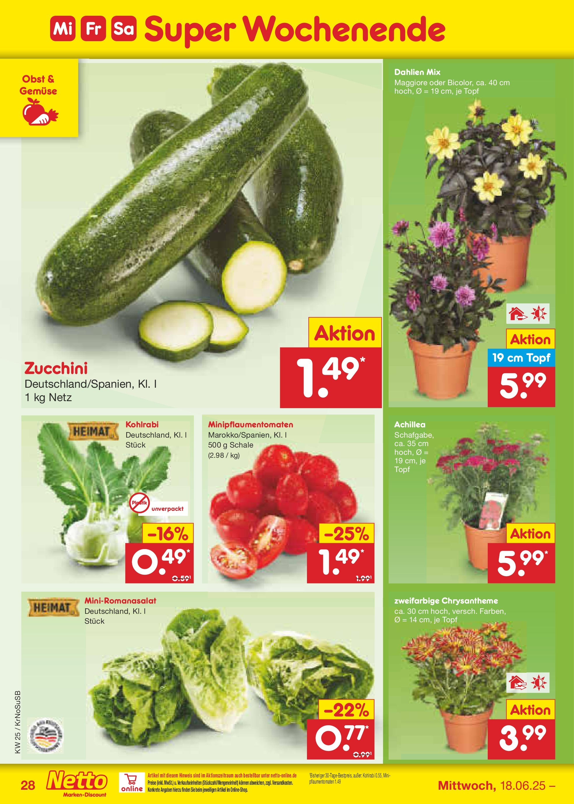 Netto Marken-Discount prospekt Jüchen (ab 15.06.2025) » Angebote | Seite: 40 | Produkte: Kohlrabi, Gemüse, Obst, Zucchini Netto Marken-Discount prospekt Jüchen (ab 15.06.2025) » Angebote | Seite: 40 | Produkte: Kohlrabi, Gemüse, Obst, Zucchini