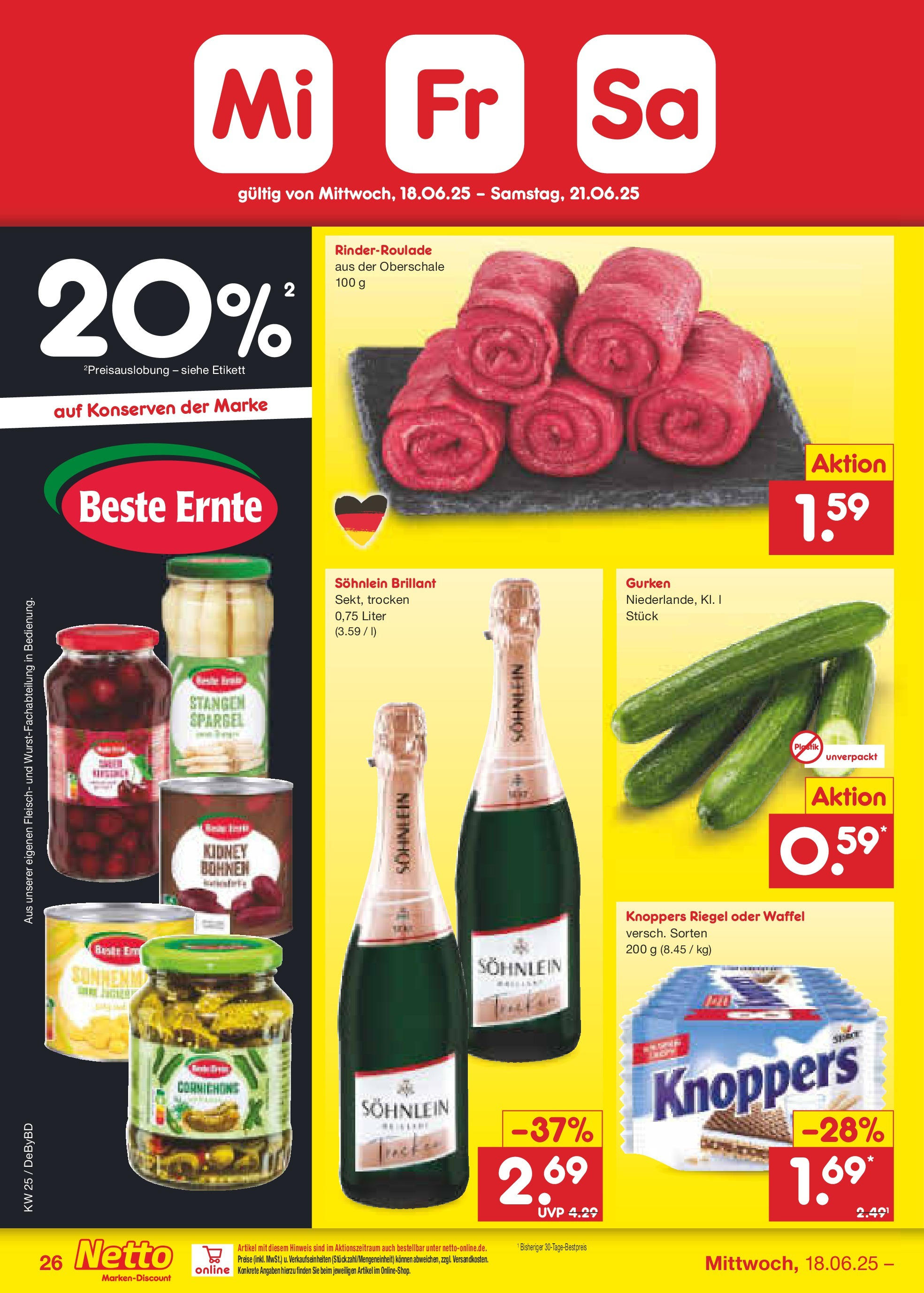 Netto Marken-Discount prospekt Buttenwiesen (ab 15.06.2025) » Angebote | Seite: 38 | Produkte: Spargel, Knoppers, Fleisch, Gurken Netto Marken-Discount prospekt Buttenwiesen (ab 15.06.2025) » Angebote | Seite: 38 | Produkte: Spargel, Knoppers, Fleisch, Gurken