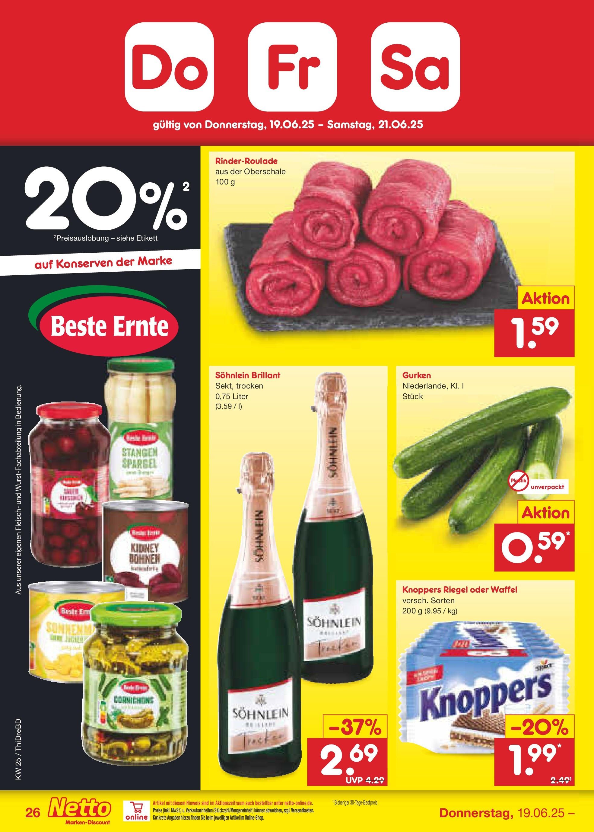 Netto Marken-Discount prospekt Dresden-Seidnitz (ab 15.06.2025) » Angebote | Seite: 38 | Produkte: Spargel, Kirschen, Knoppers, Gurken Netto Marken-Discount prospekt Dresden-Seidnitz (ab 15.06.2025) » Angebote | Seite: 38 | Produkte: Spargel, Kirschen, Knoppers, Gurken