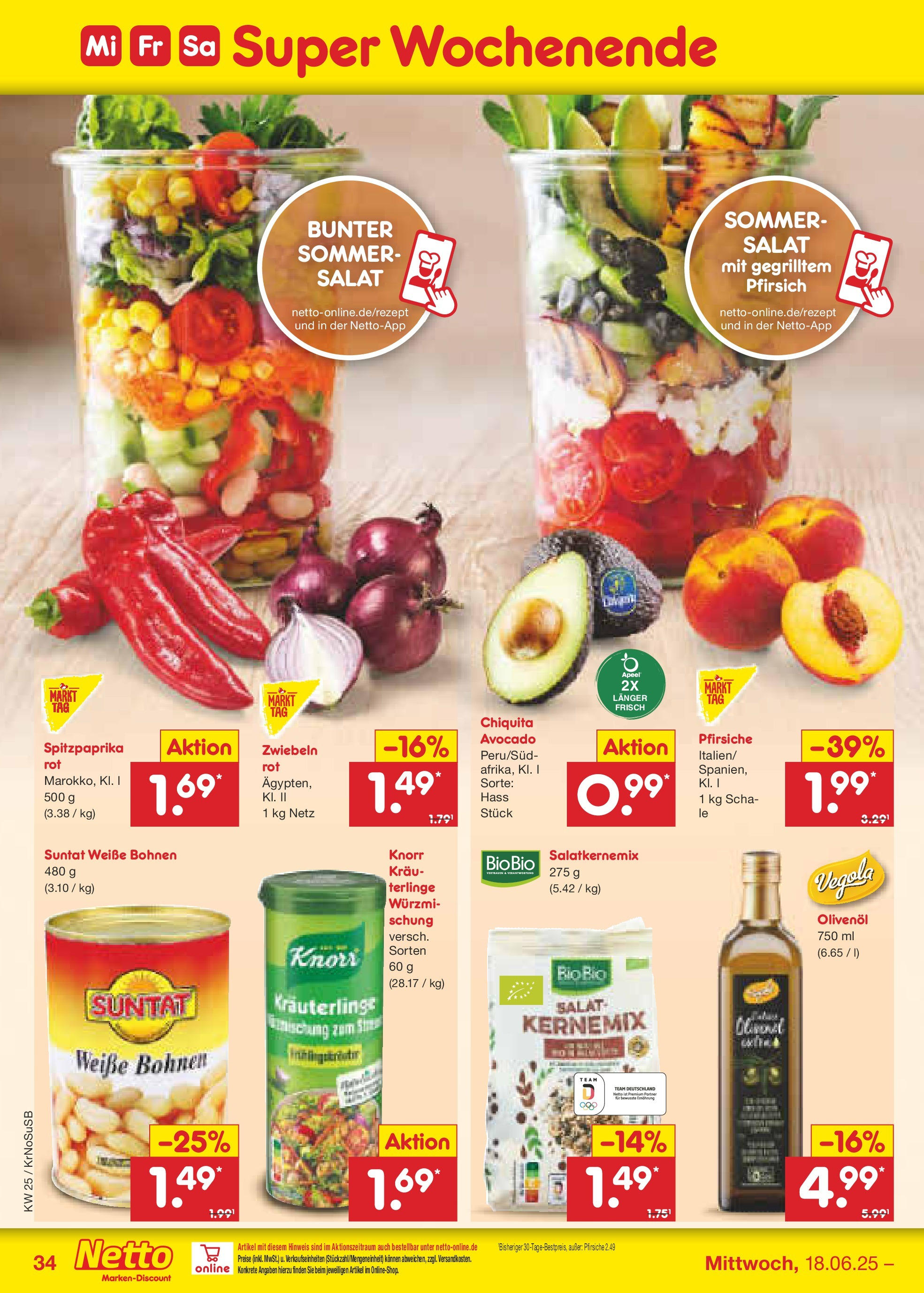 Netto Marken-Discount prospekt Jüchen (ab 15.06.2025) » Angebote | Seite: 48 | Produkte: Olivenol, Knorr, Zwiebeln, Pfirsich Netto Marken-Discount prospekt Jüchen (ab 15.06.2025) » Angebote | Seite: 48 | Produkte: Olivenol, Knorr, Zwiebeln, Pfirsich
