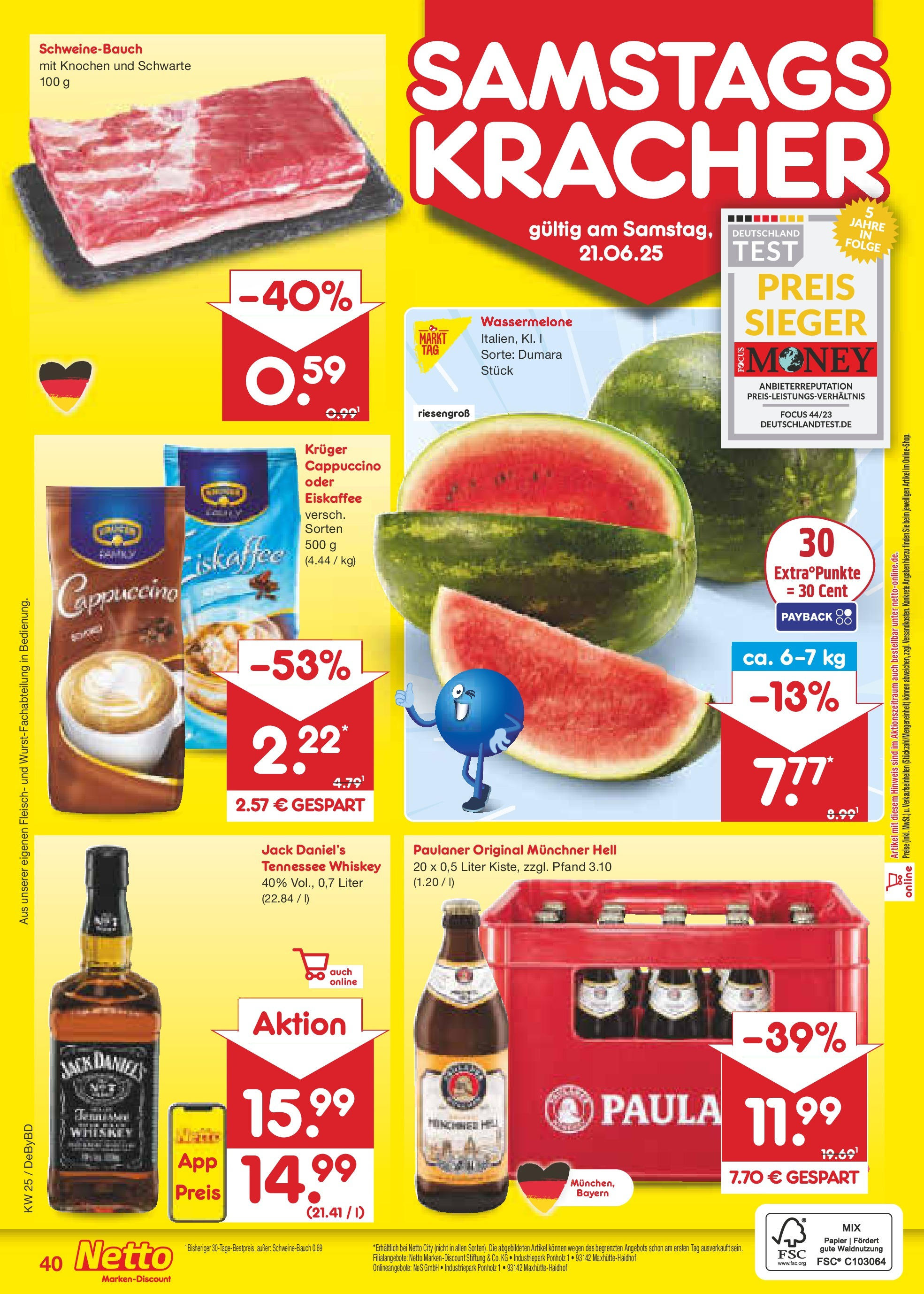Netto Marken-Discount prospekt Buttenwiesen (ab 15.06.2025) » Angebote | Seite: 58 | Produkte: Schweinebauch, Jack Daniel's, Fleisch, Whiskey Netto Marken-Discount prospekt Buttenwiesen (ab 15.06.2025) » Angebote | Seite: 58 | Produkte: Schweinebauch, Jack Daniel's, Fleisch, Whiskey