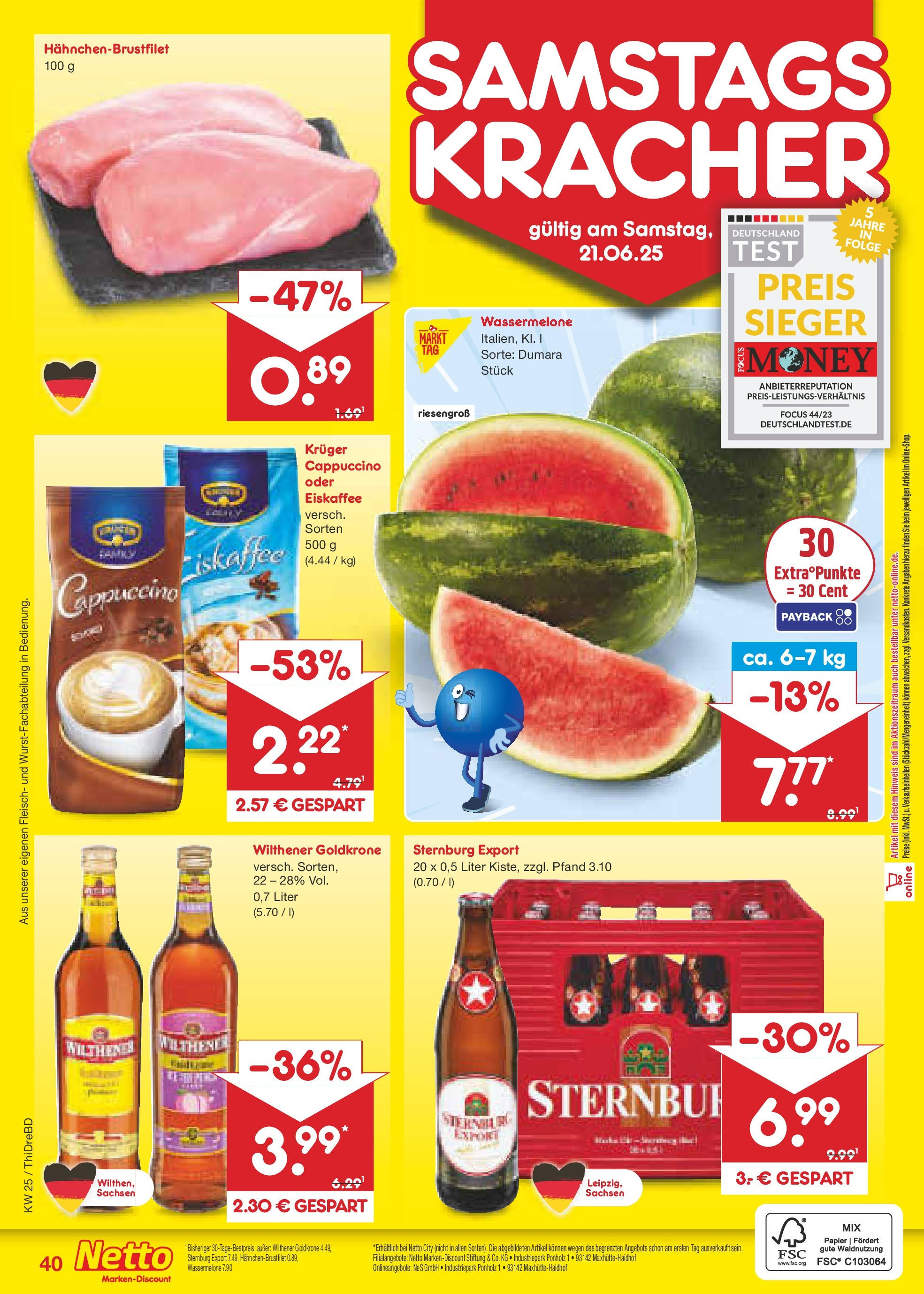 Netto Marken-Discount prospekt Dresden-Seidnitz (ab 15.06.2025) » Angebote | Seite: 58 | Produkte: Wilthener, Wassermelone, Kruger cappuccino, Fleisch Netto Marken-Discount prospekt Dresden-Seidnitz (ab 15.06.2025) » Angebote | Seite: 58 | Produkte: Wilthener, Wassermelone, Kruger cappuccino, Fleisch