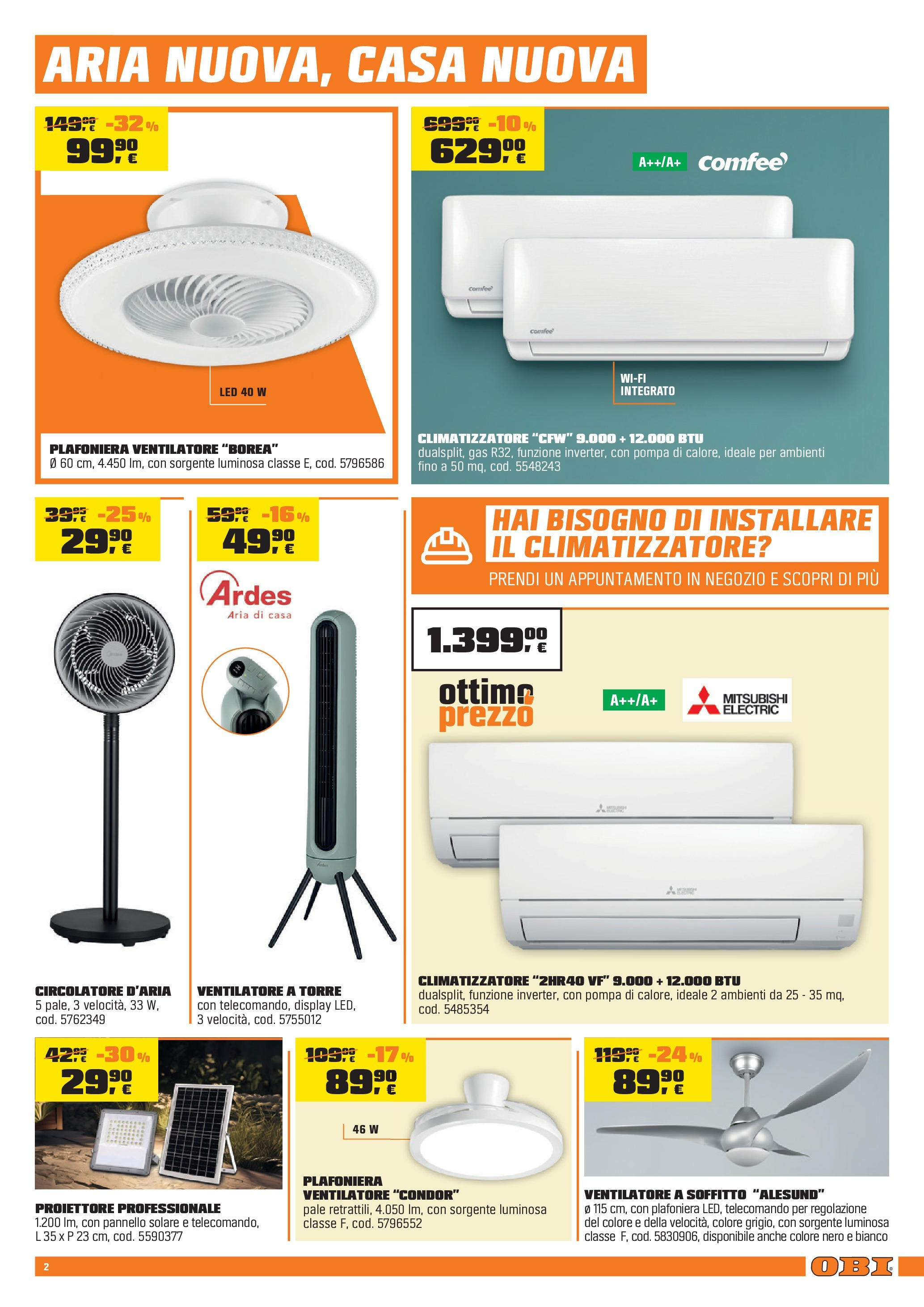 Nuovo Volantino OBI	 dal 12/06/2025 > offerte anteprima 🛍️ | Pagina: 2 | Prodotti: Ventilatore, Climatizzatore, Telecomando