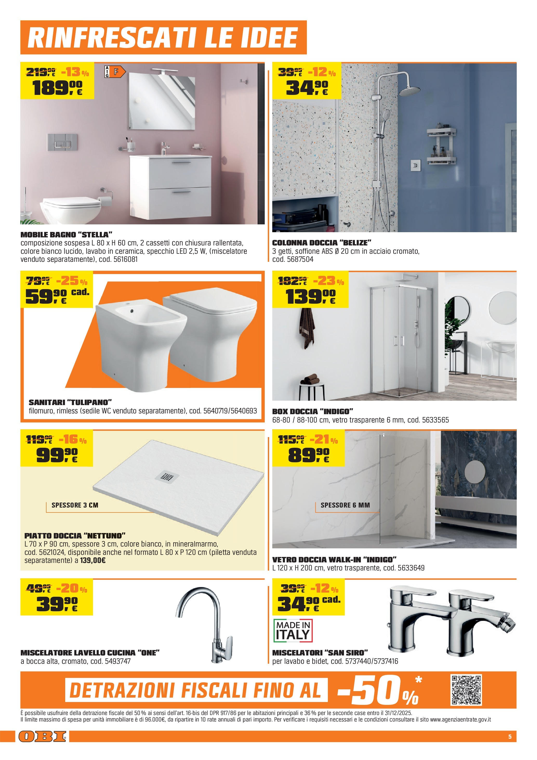 Nuovo Volantino OBI	 dal 12/06/2025 > offerte anteprima 🛍️ | Pagina: 5 | Prodotti: Box doccia, Lavello, Miscelatore, Bagno