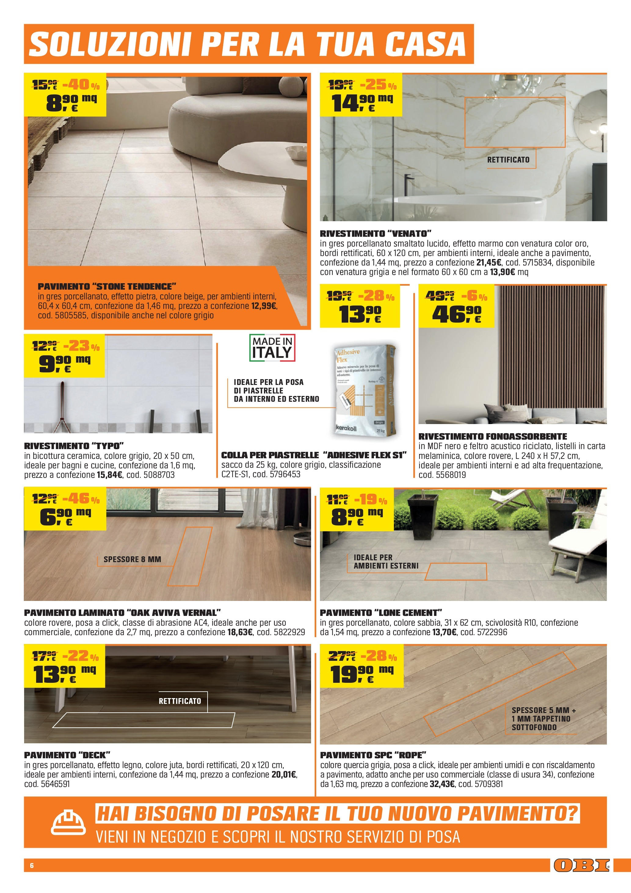 Nuovo Volantino OBI	 dal 12/06/2025 > offerte anteprima 🛍️ | Pagina: 6 | Prodotti: Pavimento, Piastrelle, Colla