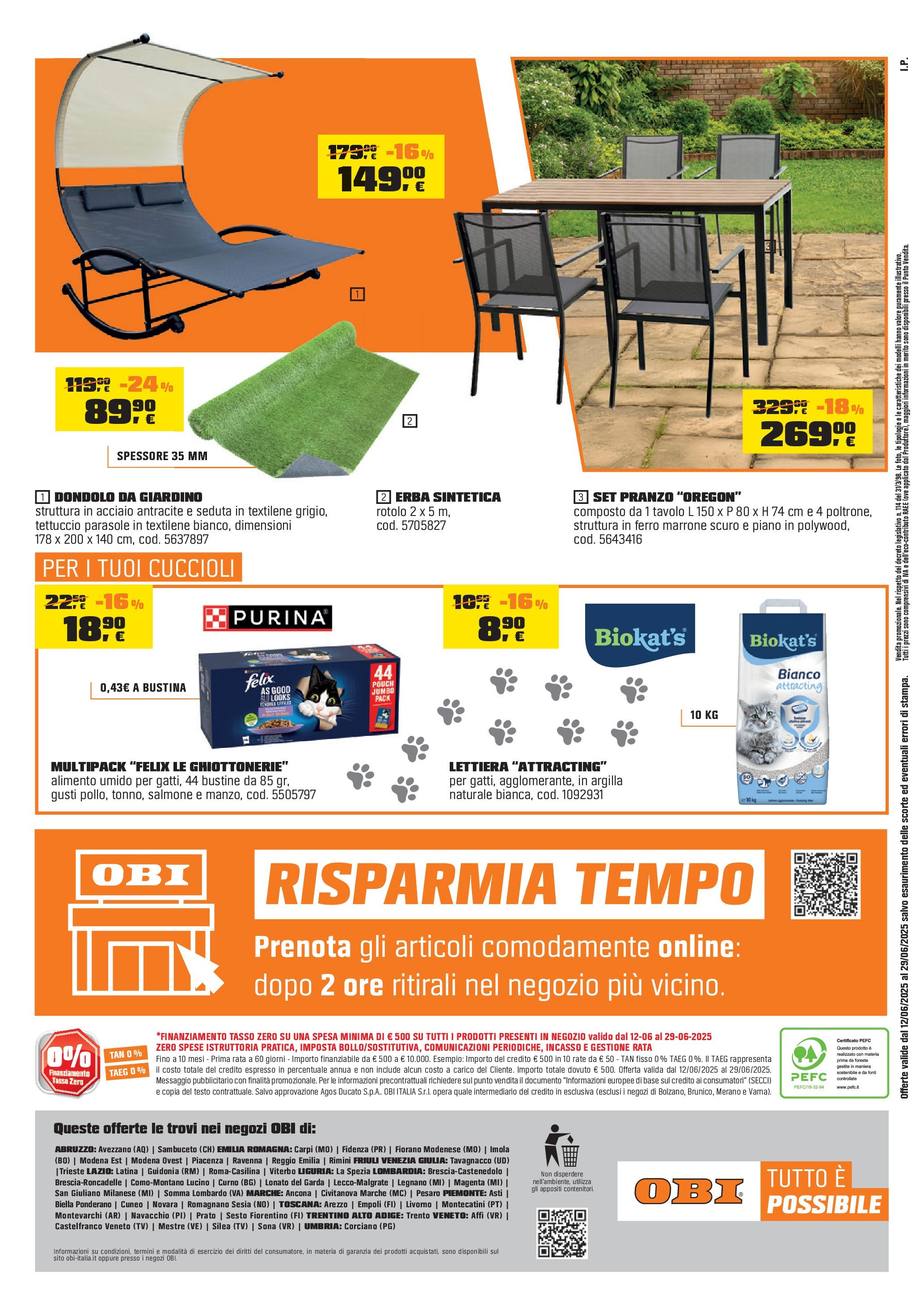 Nuovo Volantino OBI	 dal 12/06/2025 > offerte anteprima 🛍️ | Pagina: 12 | Prodotti: Salmone, Dondolo, TV, Tavolo