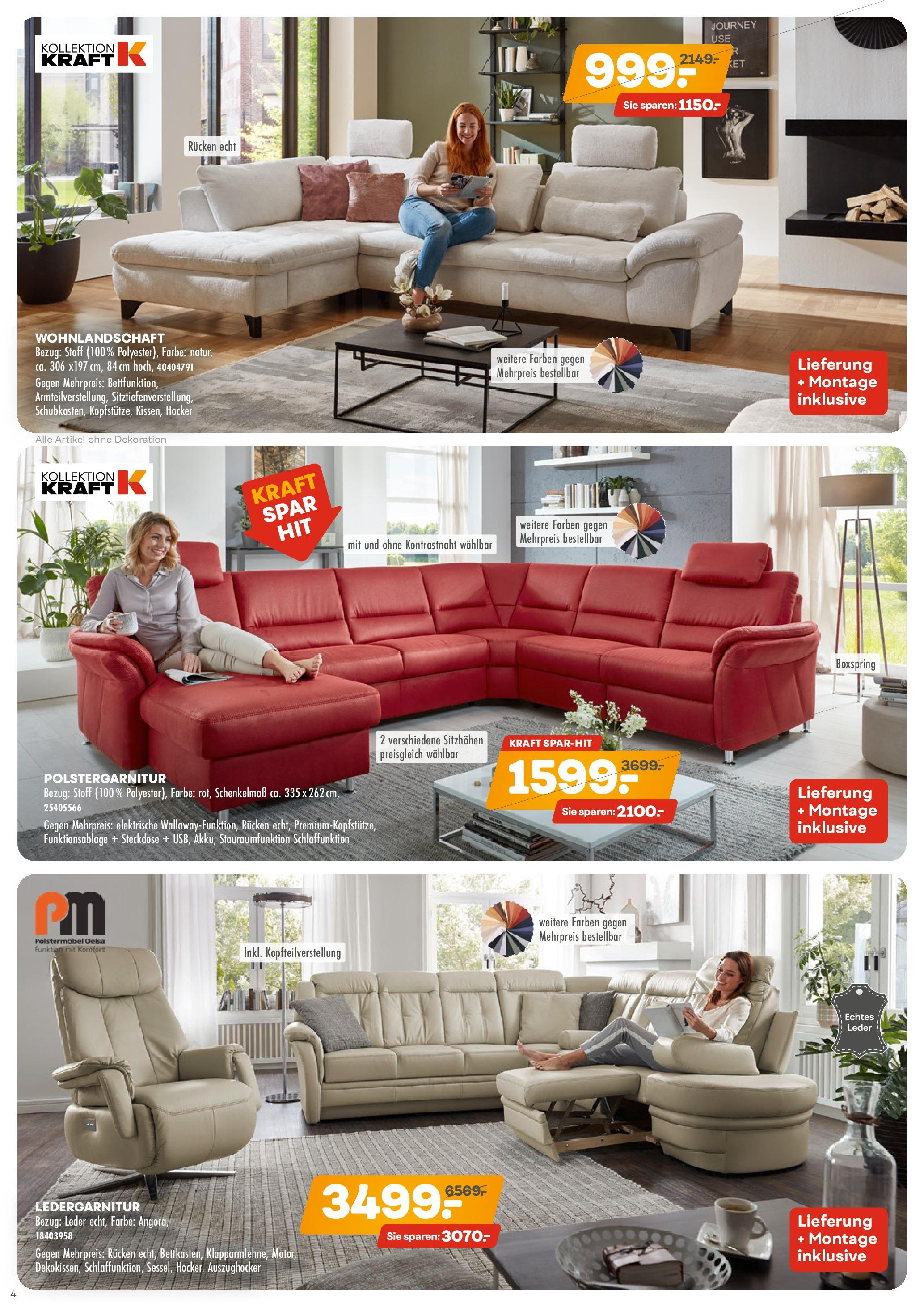 Möbel Kraft - Wohntrends Sommer (ab 03.06.2025) zum Blättern | Seite: 4 | Produkte: Wohnlandschaft, Hocker, Steckdose