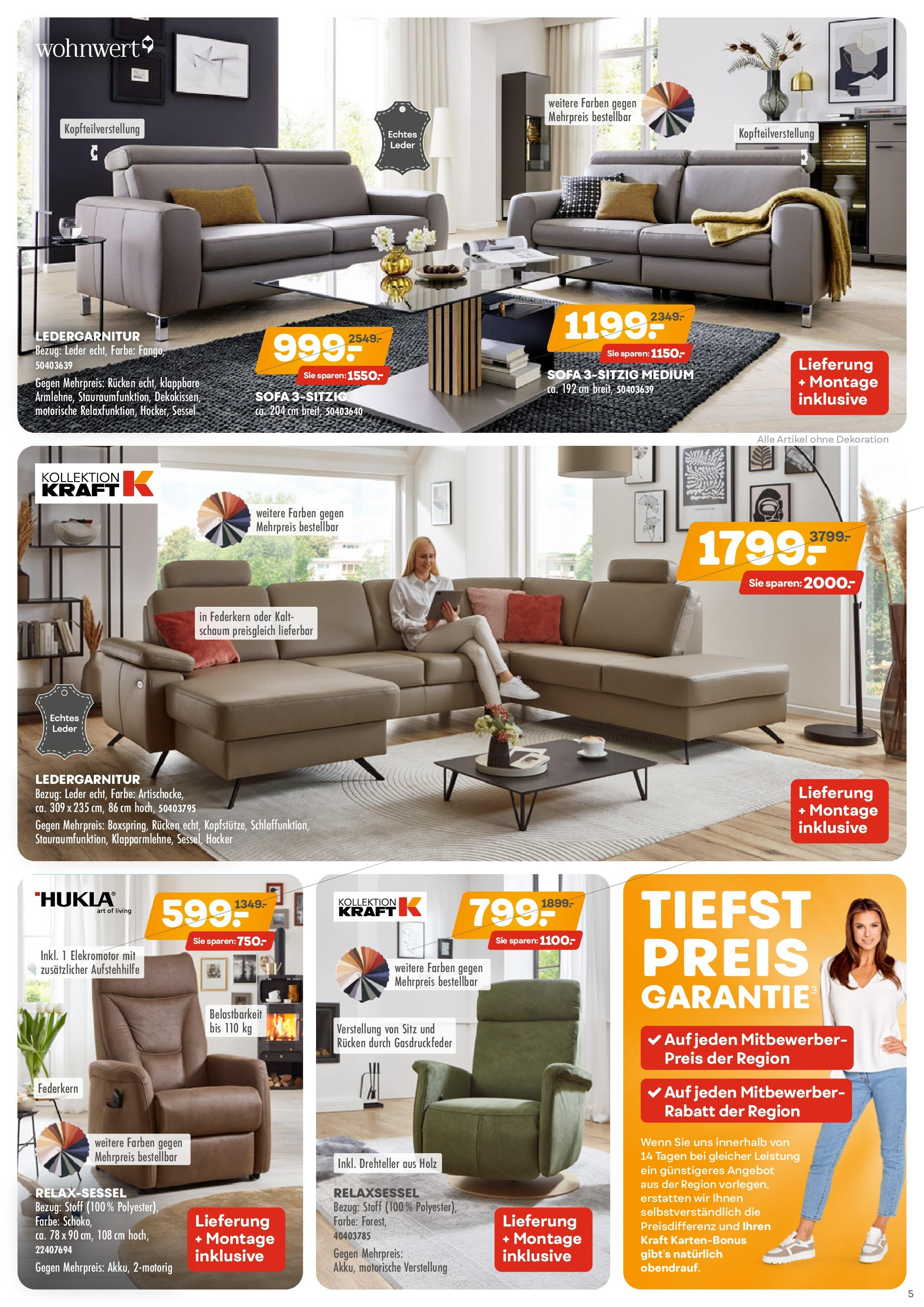 Möbel Kraft - Wohntrends Sommer (ab 03.06.2025) zum Blättern | Seite: 5 | Produkte: Hocker, Relaxsessel, Sofa, Sessel