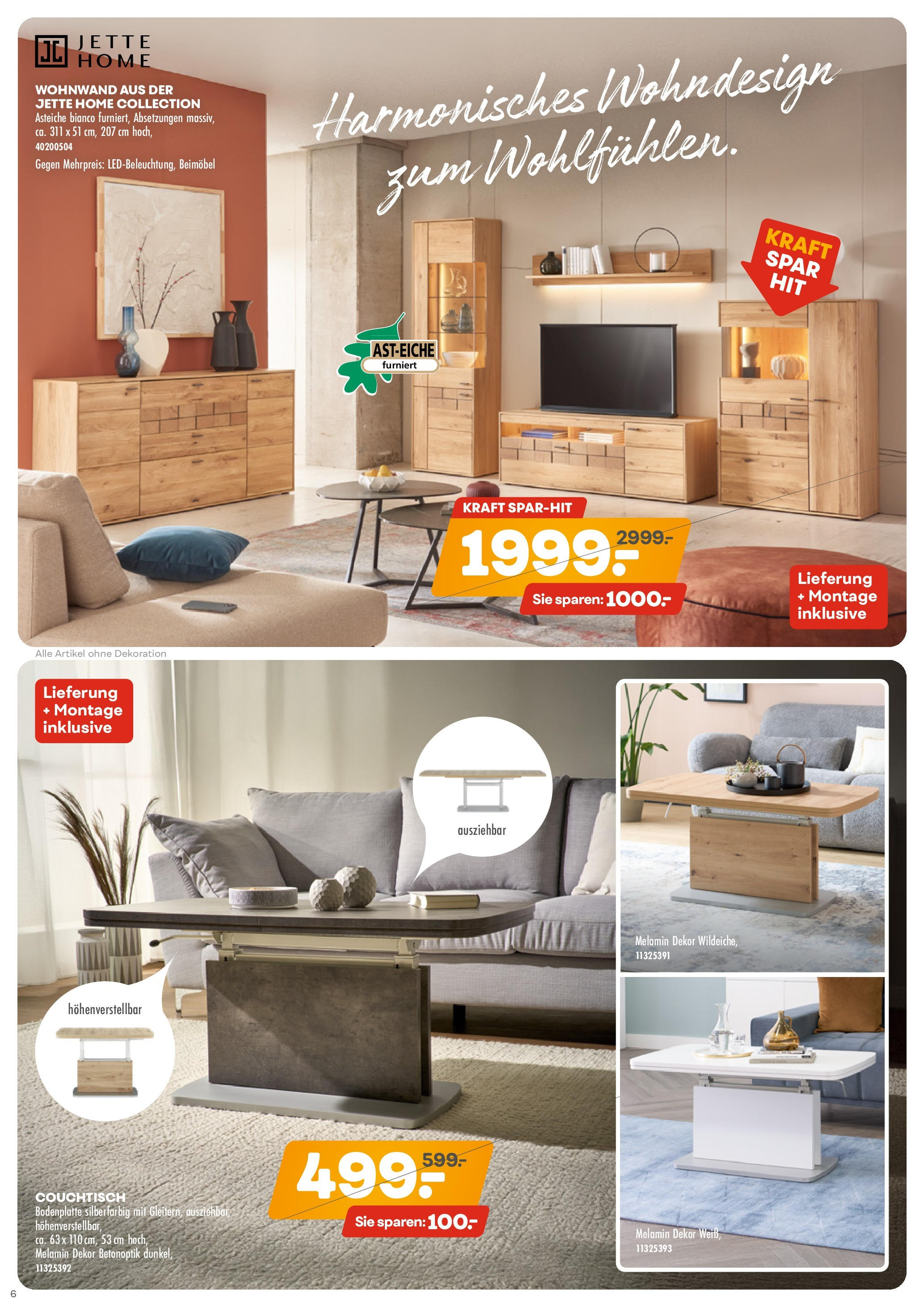 Möbel Kraft - Wohntrends Sommer (ab 03.06.2025) zum Blättern | Seite: 6 | Produkte: Wohnwand, Couchtisch