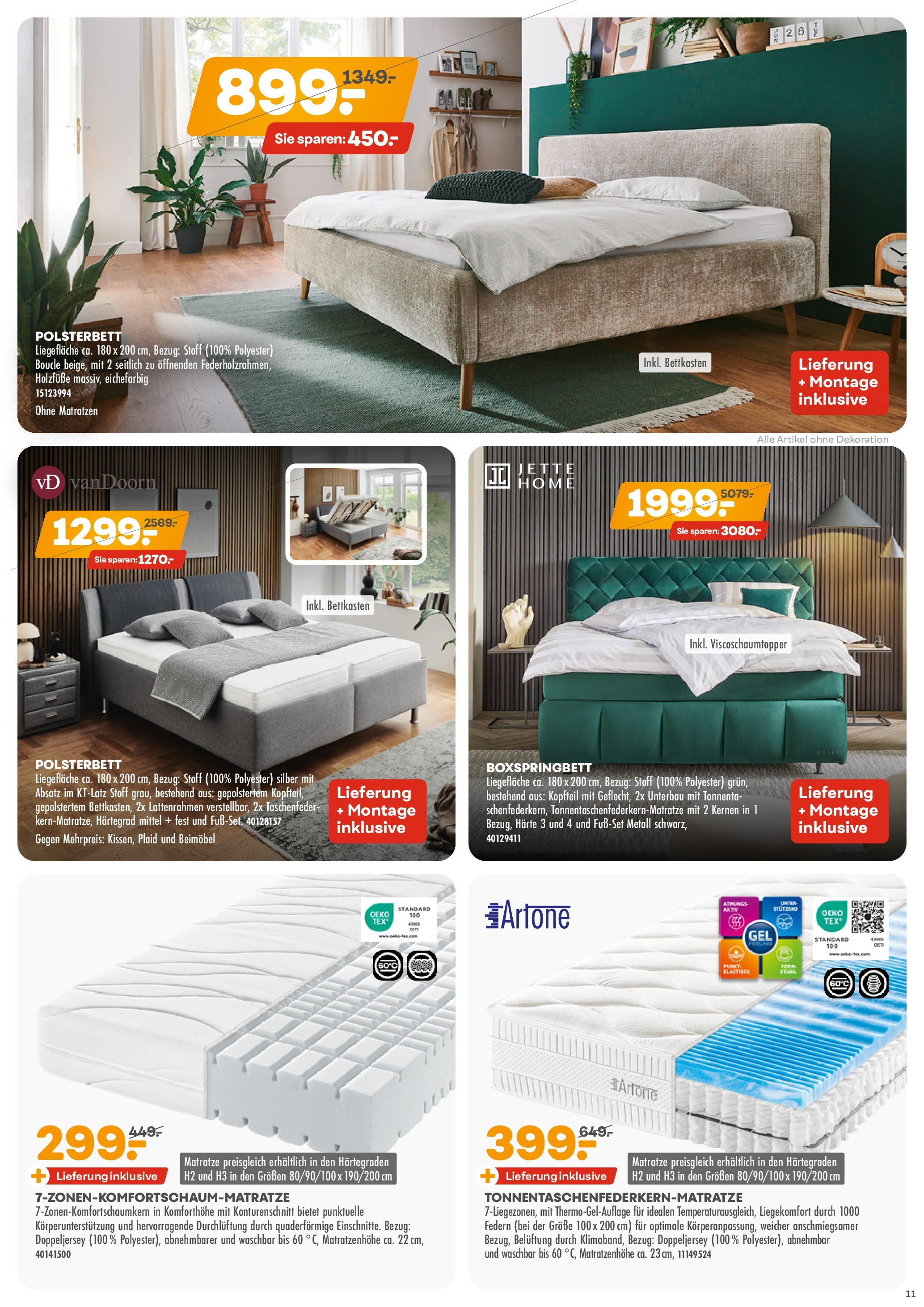 Möbel Kraft - Wohntrends Sommer (ab 03.06.2025) zum Blättern | Seite: 11 | Produkte: Matratze, Boxspringbett, Polsterbett, Liege