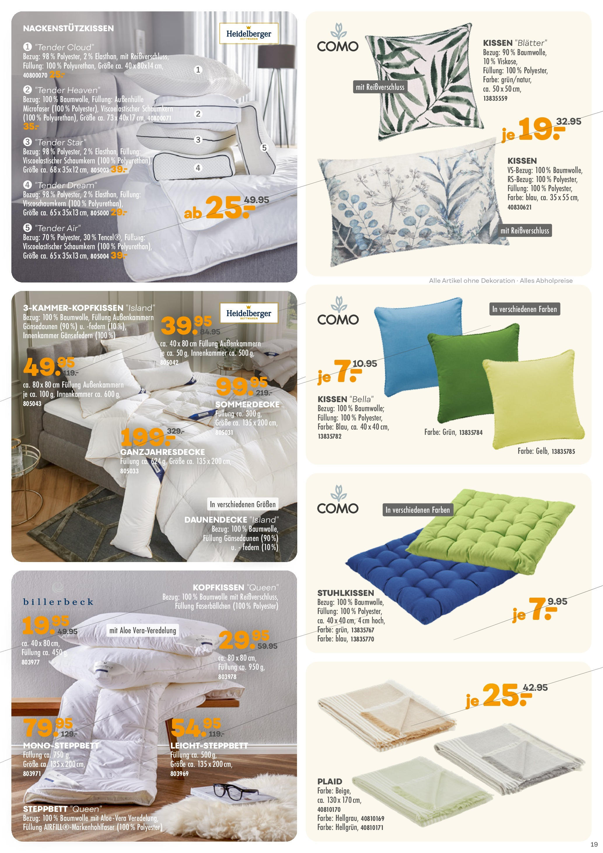 Möbel Kraft - Wohntrends Sommer (ab 03.06.2025) zum Blättern | Seite: 19 | Produkte: Kissen, Kopfkissen