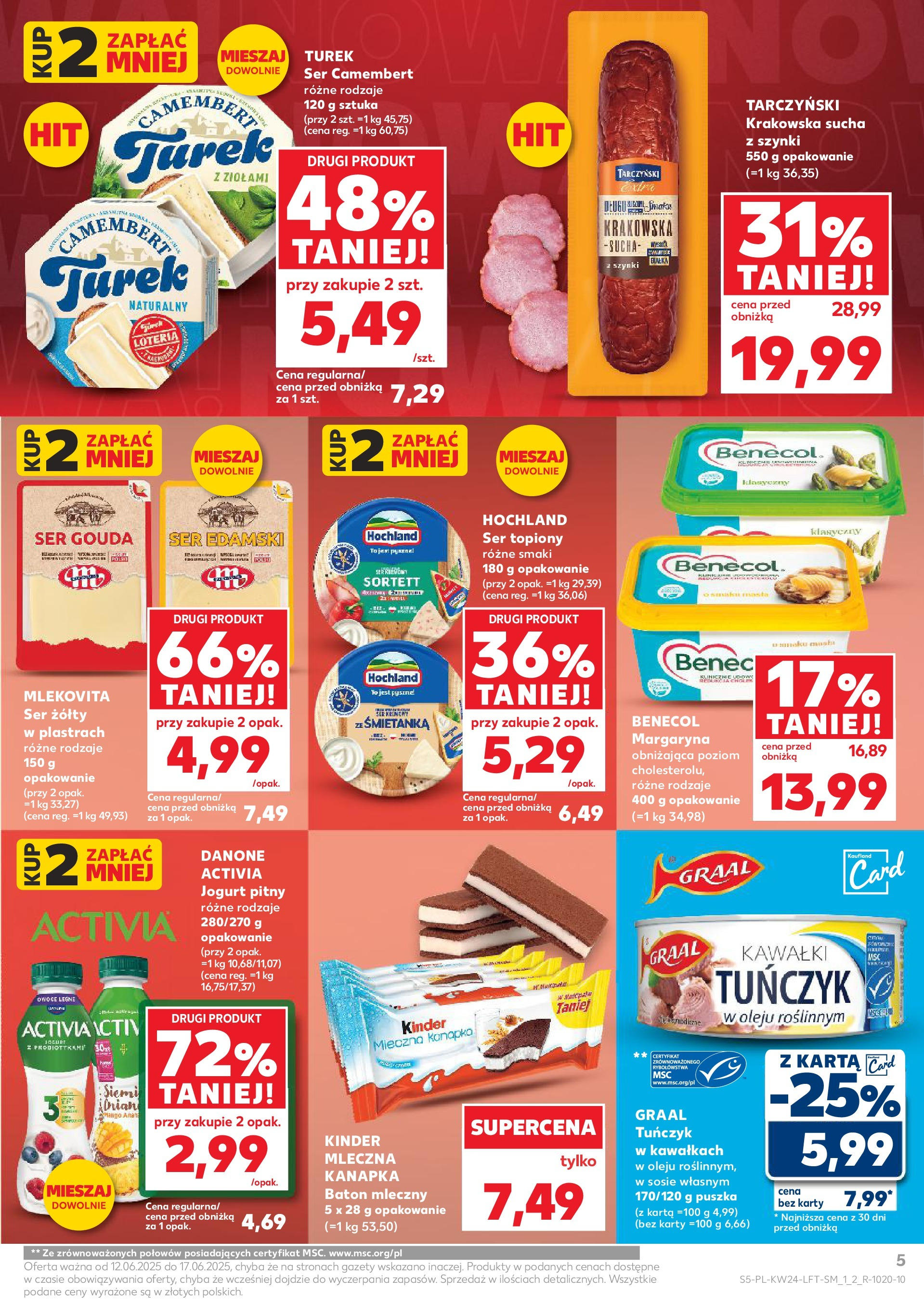 Kaufland gazetka od 12.06.2025 - od jutra PDF | Strona: 5 | Produkty: Karta, Jogurt pitny, Owoce, Ser gouda