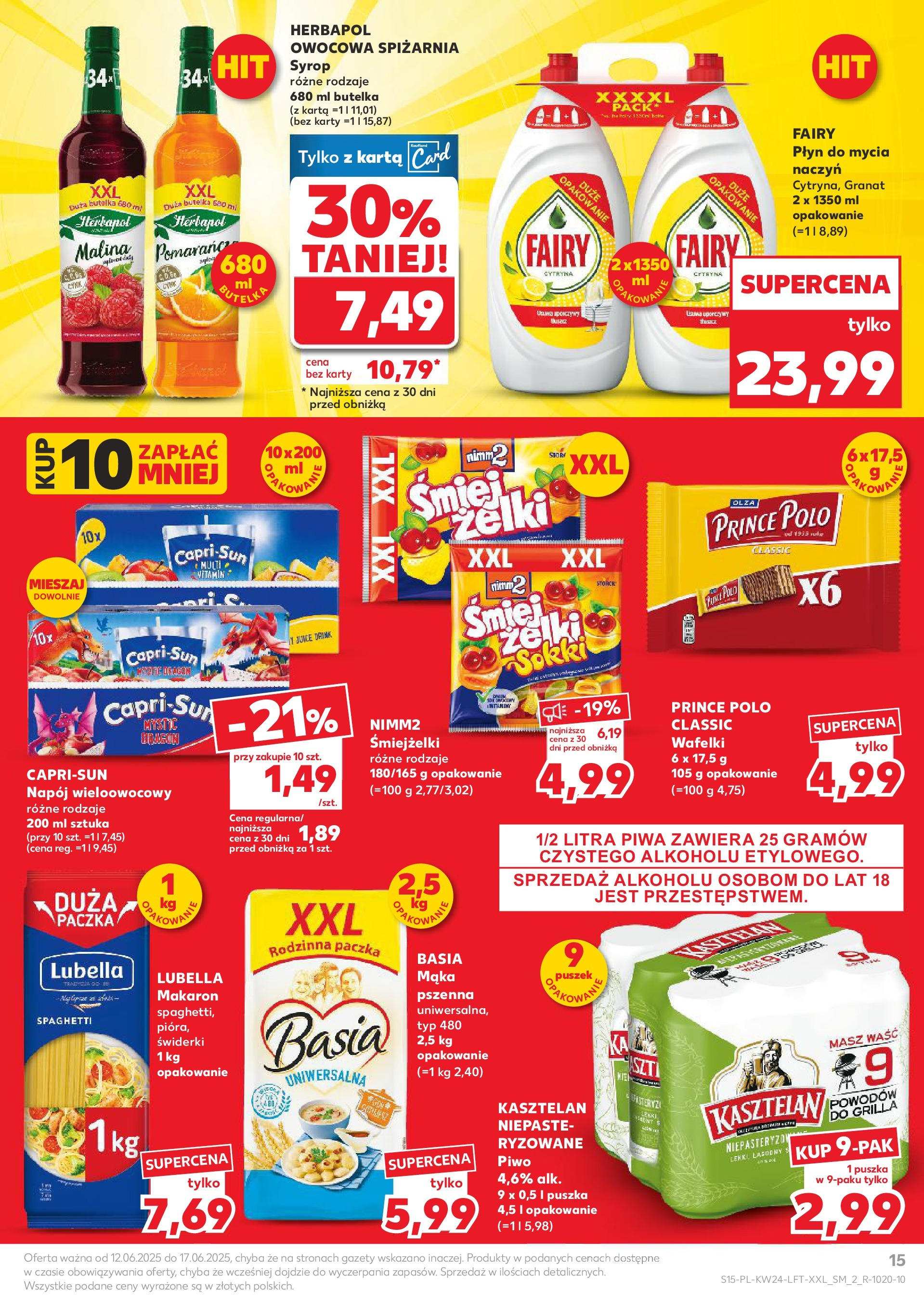 Kaufland gazetka od 12.06.2025 - od jutra PDF | Strona: 15 | Produkty: Cytryna, Żelki, Fairy, Płyn do mycia naczyń