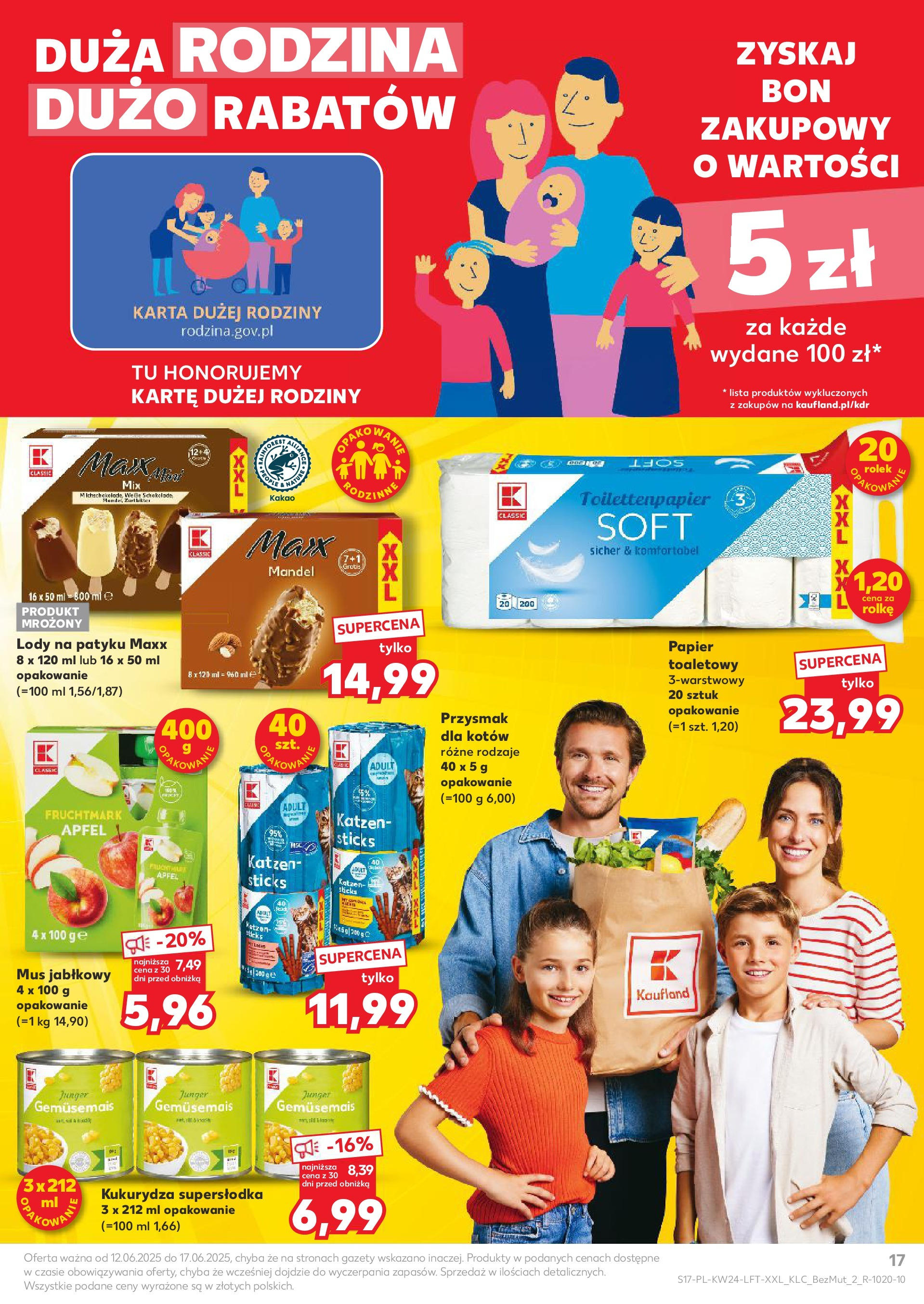 Kaufland gazetka od 12.06.2025 - od jutra PDF | Strona: 17 | Produkty: Karta, Kakao, Kukurydza, Lody