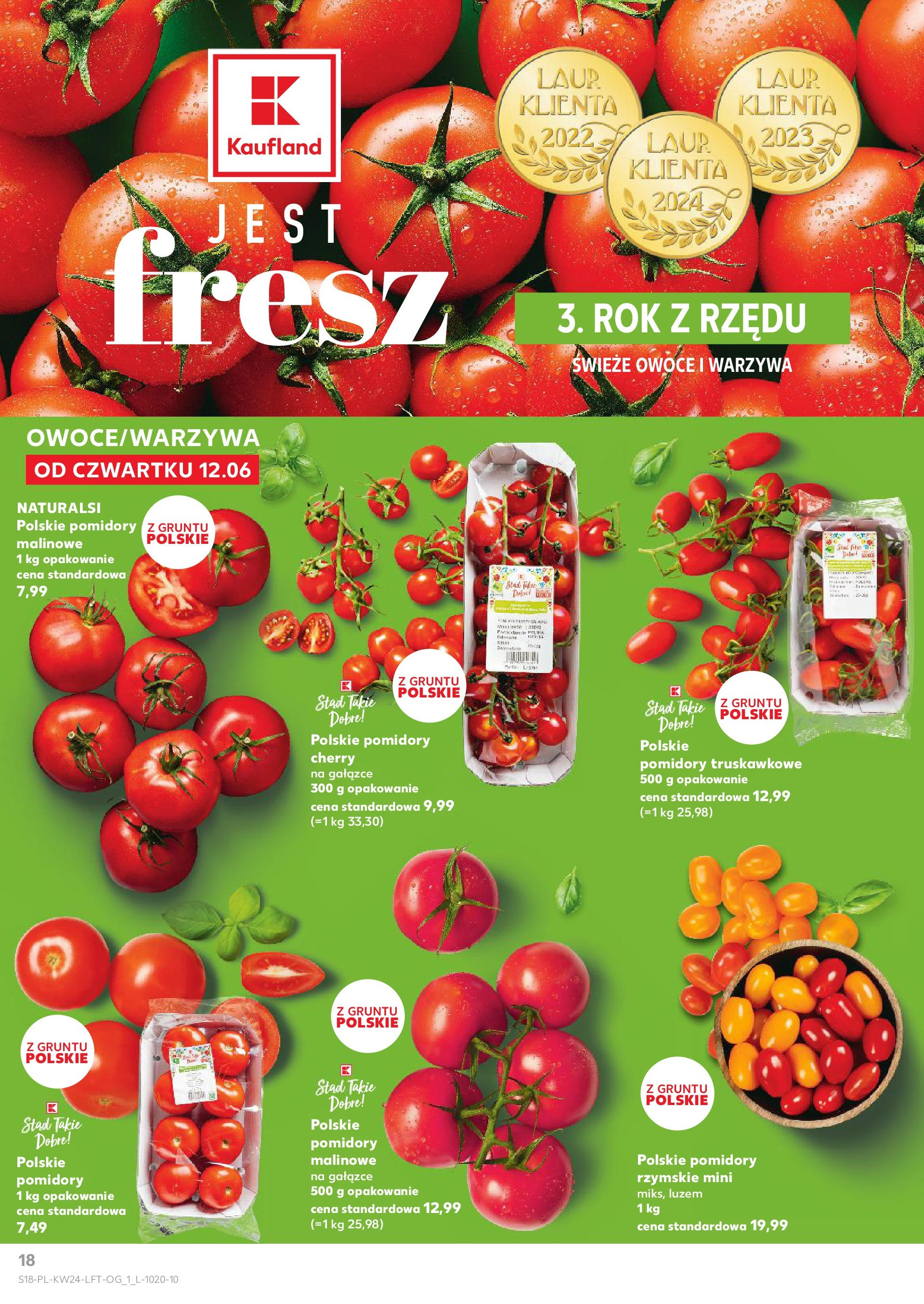 Kaufland gazetka od 12.06.2025 - od jutra PDF | Strona: 18 | Produkty: Pomidory malinowe, Pomidory, Warzywa, Owoce