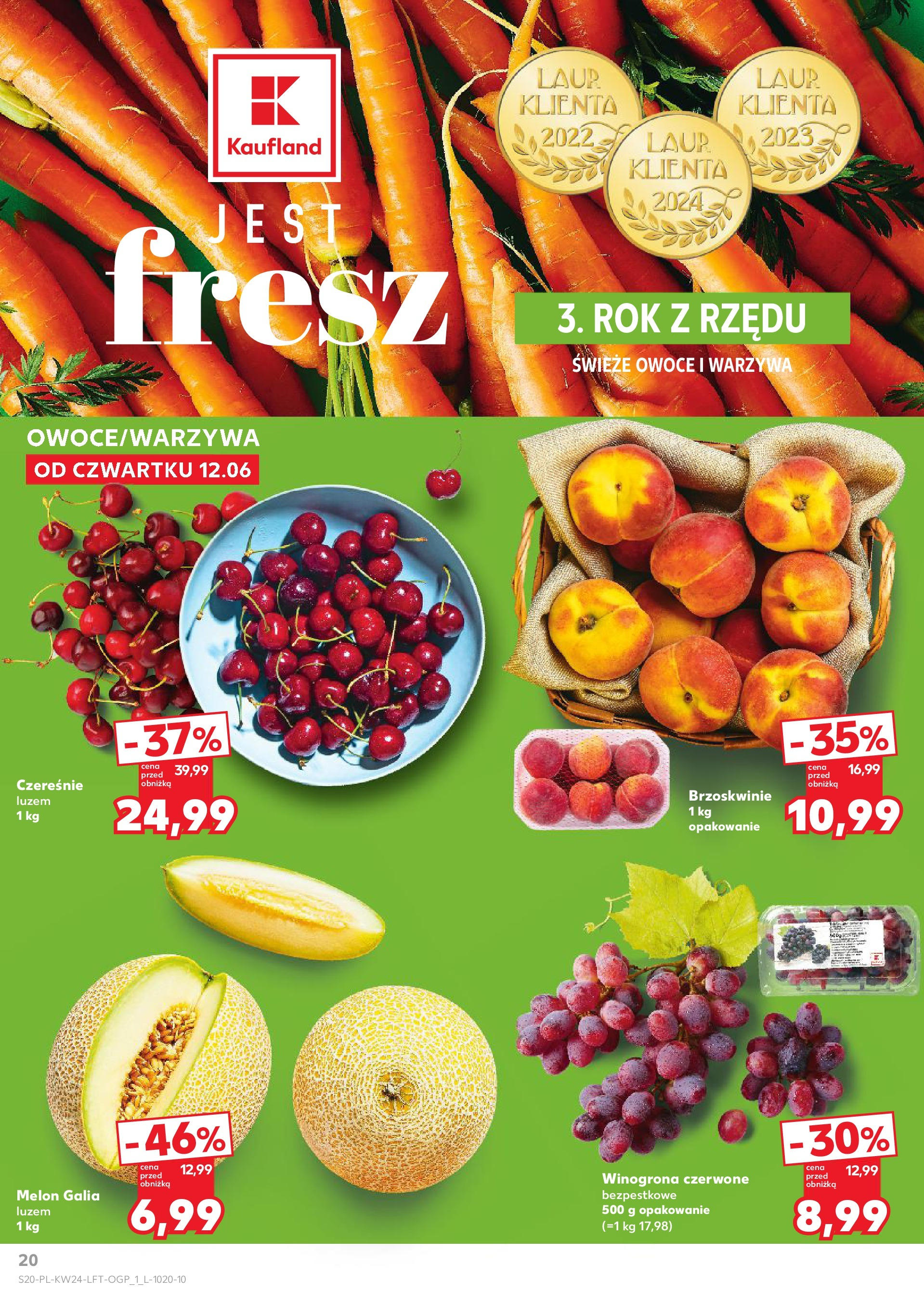 Kaufland gazetka od 12.06.2025 - od jutra PDF | Strona: 20 | Produkty: Melon, Czereśnie, Warzywa, Owoce