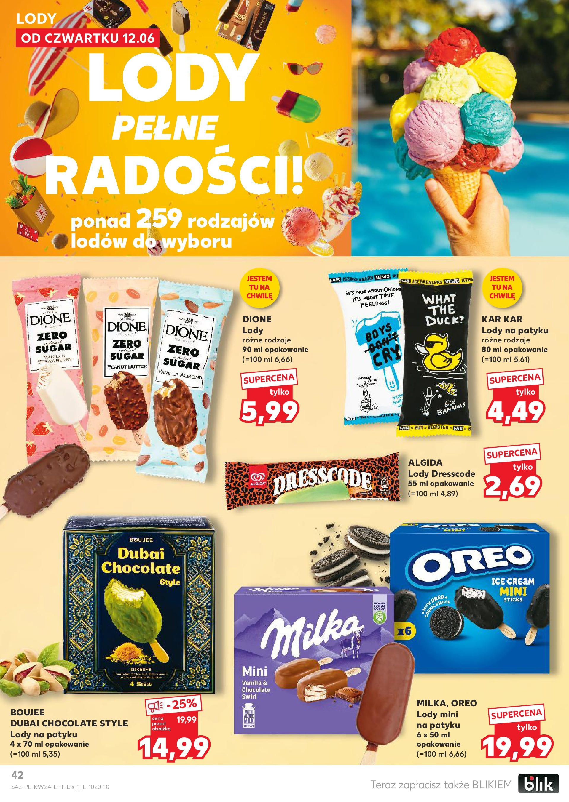 Kaufland gazetka od 12.06.2025 - od jutra PDF | Strona: 42 | Produkty: Milka, Lody na patyku, Lody mini, Lody