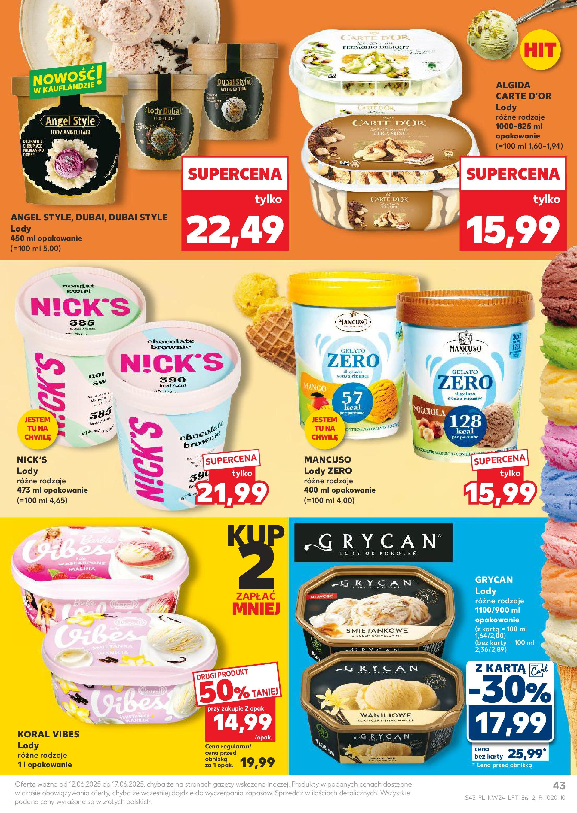 Kaufland gazetka od 12.06.2025 - od jutra PDF | Strona: 43 | Produkty: Karta, Malina, Brownie, Lody