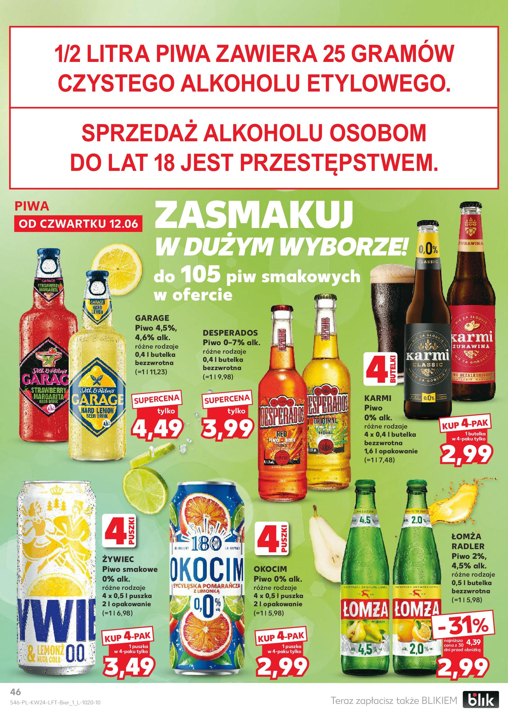 Kaufland gazetka od 12.06.2025 - od jutra PDF | Strona: 46 | Produkty: Limonka, Żurawina, Piwo