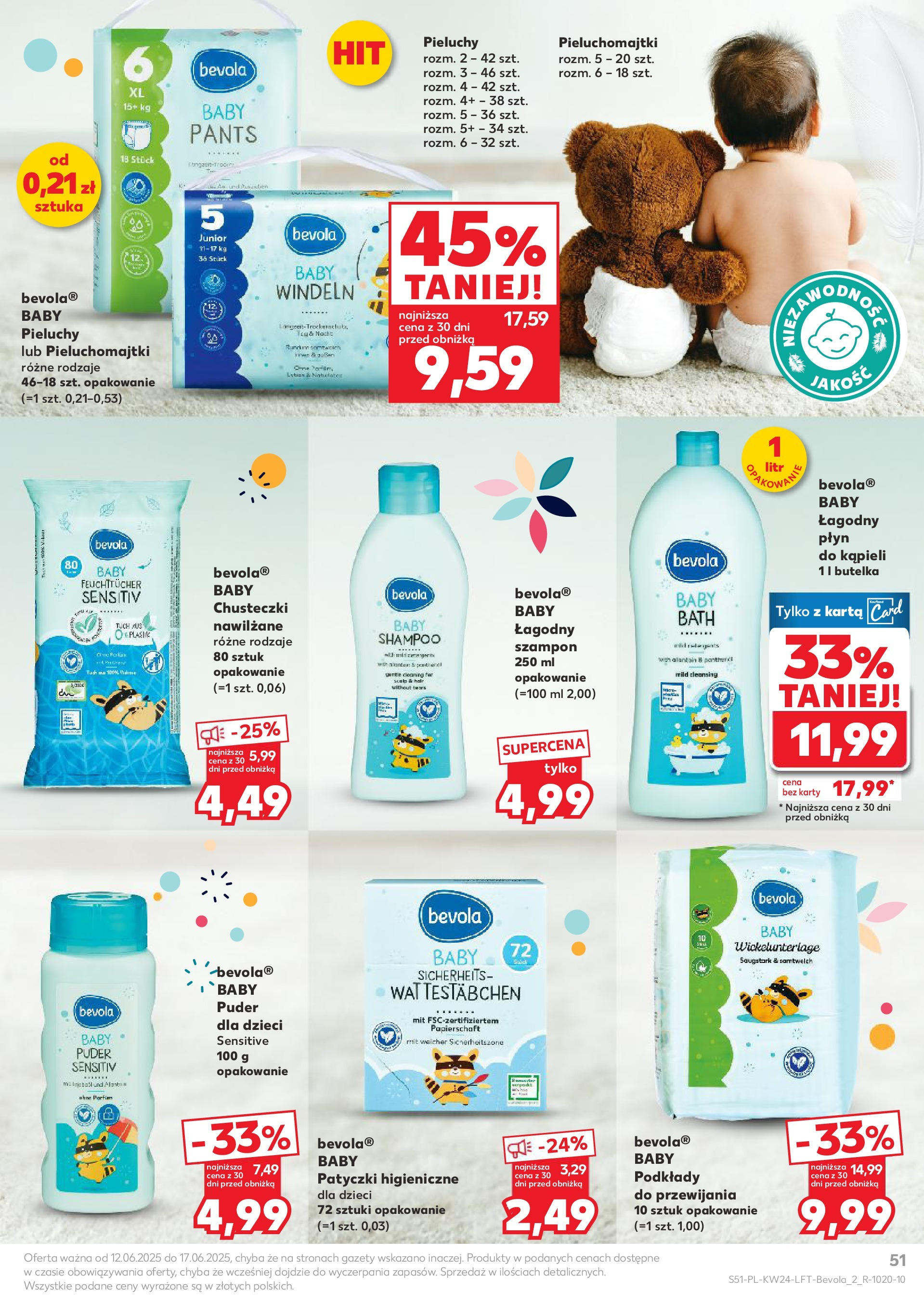 Kaufland gazetka od 12.06.2025 - od jutra PDF | Strona: 51 | Produkty: Pieluchomajtki, Płyn do kąpieli, Puder, Szampon