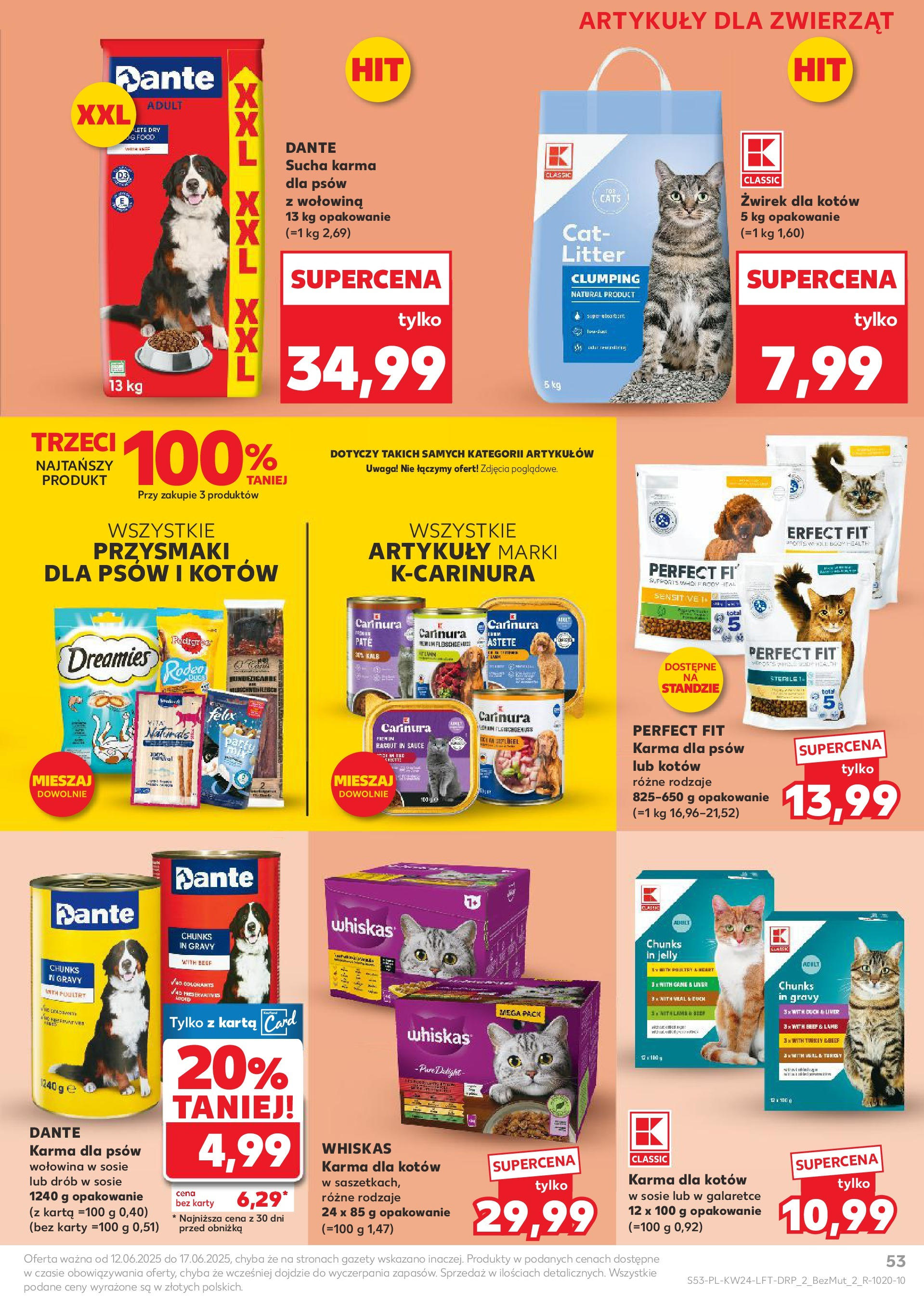 Kaufland gazetka od 12.06.2025 - od jutra PDF | Strona: 53 | Produkty: Karta, Karma dla kotów, Body, Karma dla psów