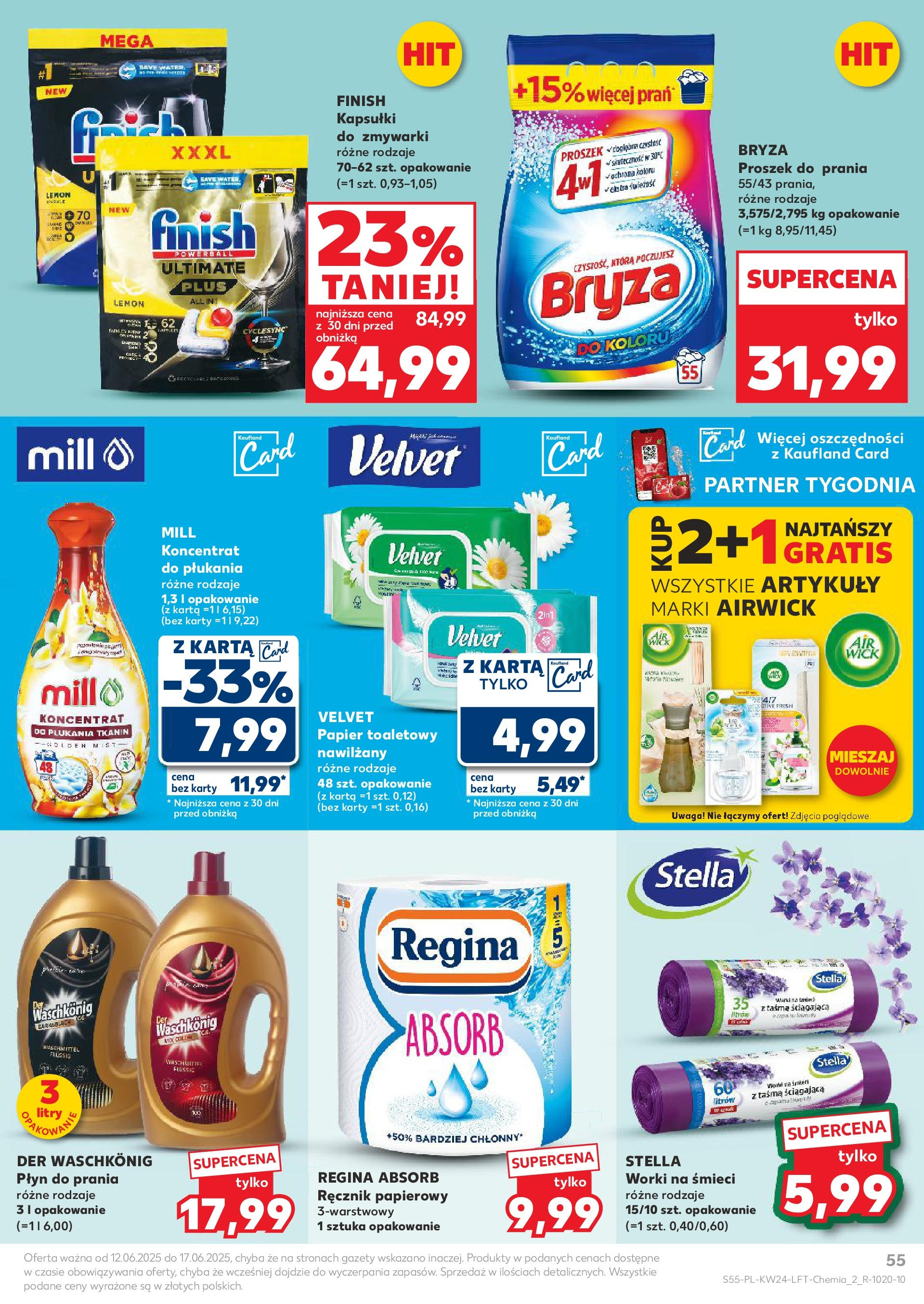 Kaufland gazetka od 12.06.2025 - od jutra PDF | Strona: 55 | Produkty: Karta, Papier toaletowy, Finish, Ręcznik papierowy