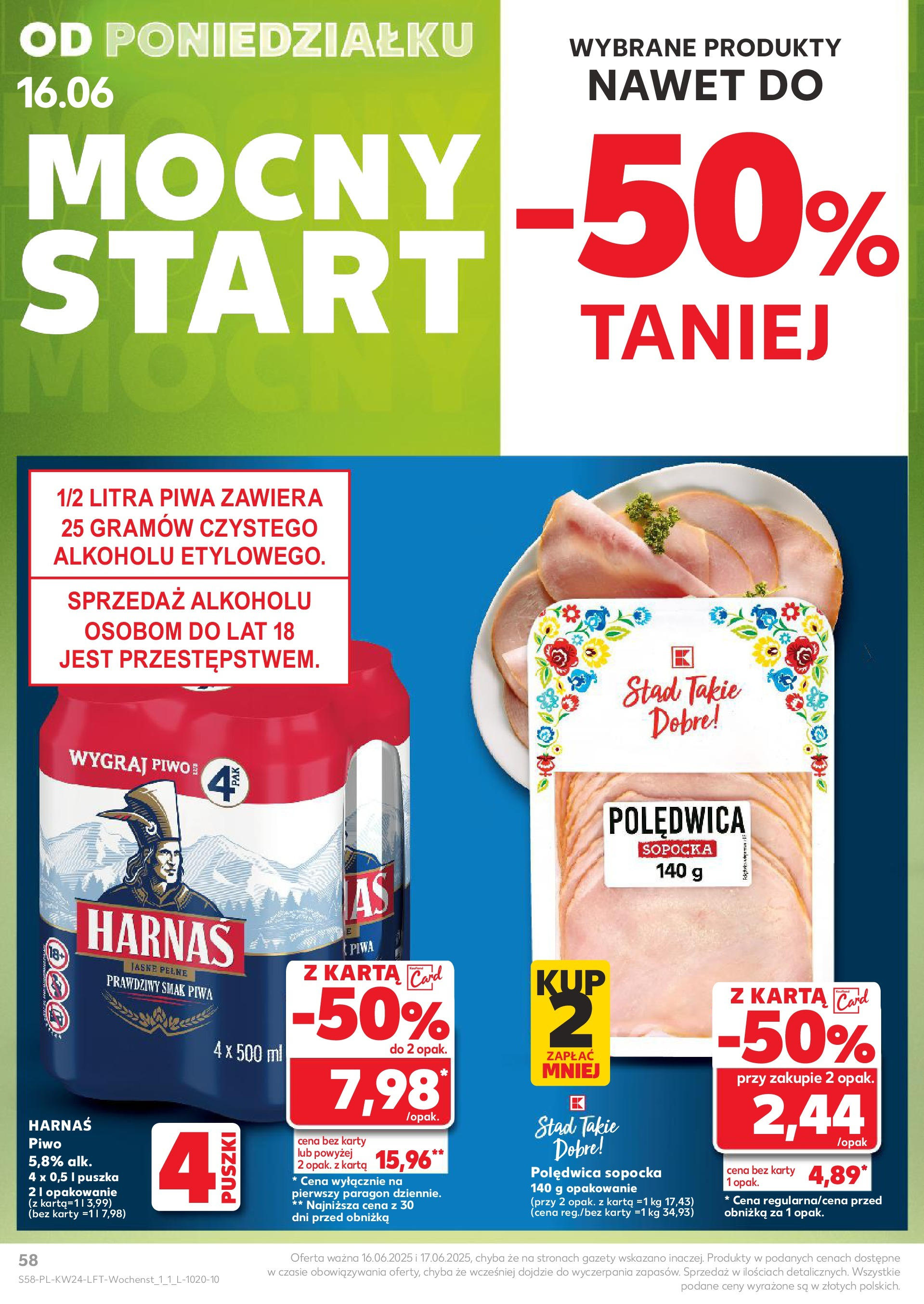 Kaufland gazetka od 12.06.2025 - od jutra PDF | Strona: 58 | Produkty: Karta, Harnaś, Piwo