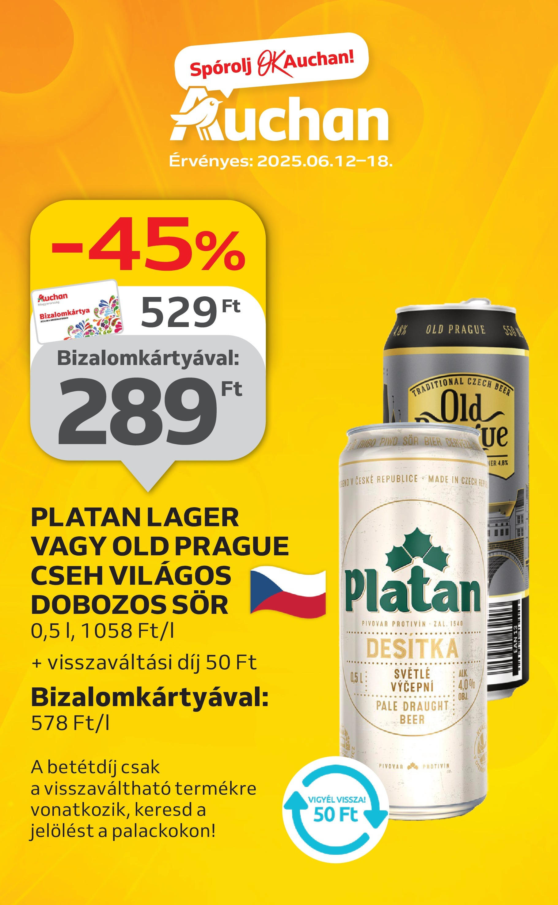 Auchan Akciós újság - 2025.06.12. -tól/töl > akció, lapozható szórólap 🛍️ | Oldal: 1 | Termékek: Dobozos sör, Sör
