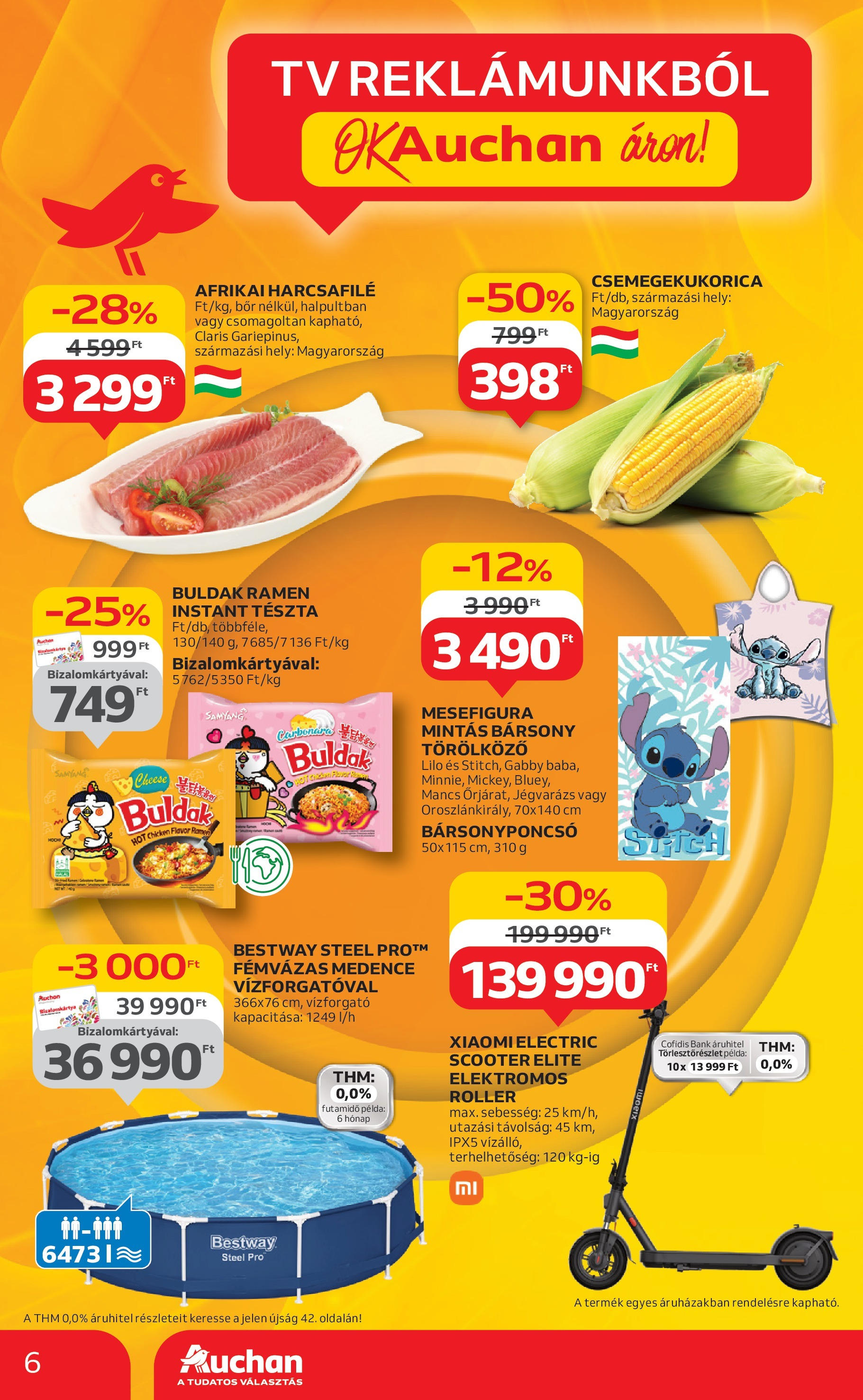 Auchan Akciós újság - 2025.06.12. -tól/töl > akció, lapozható szórólap 🛍️ | Oldal: 6 | Termékek: Csemegekukorica, Roller, Bor, Tészta
