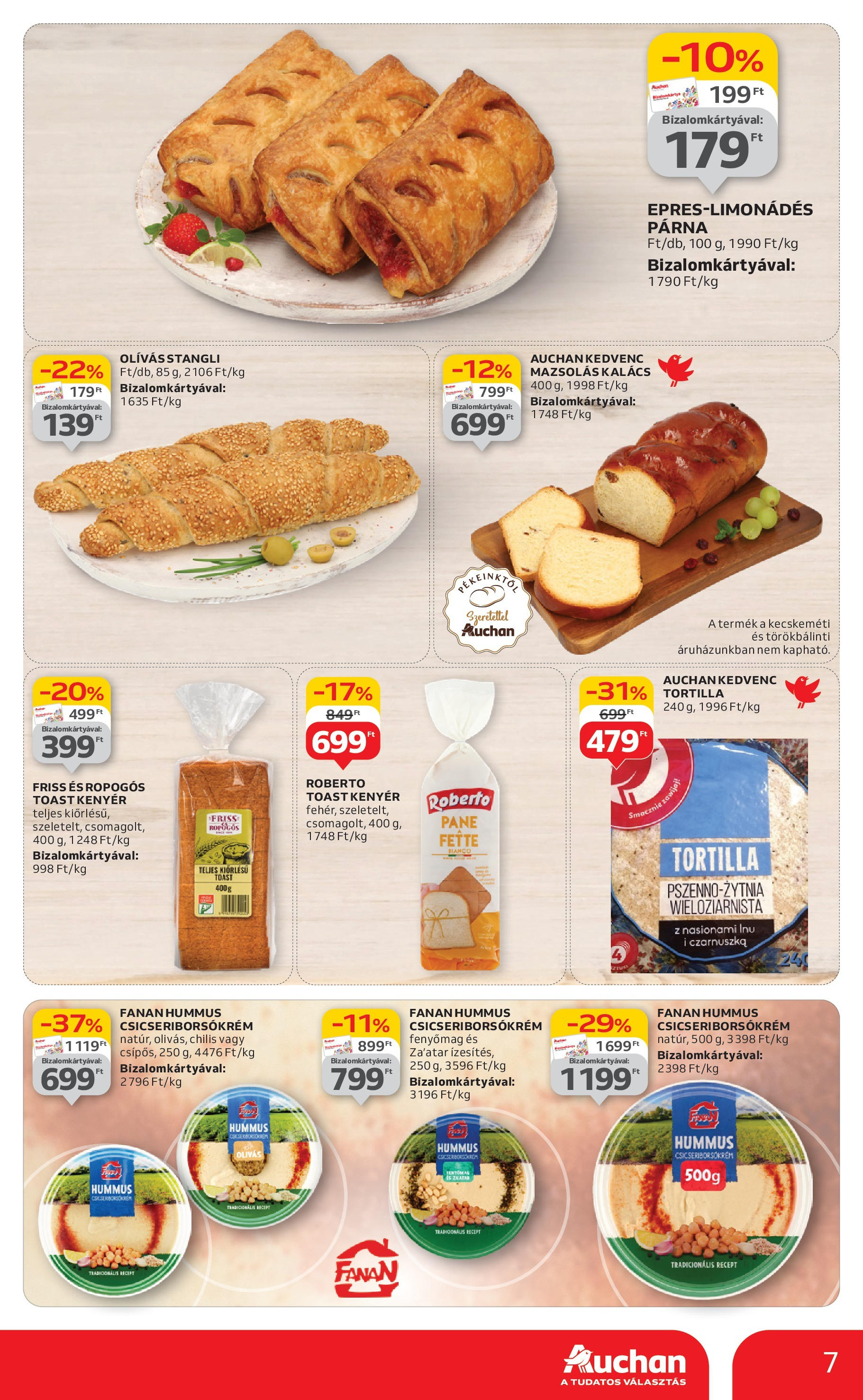 Auchan Akciós újság - 2025.06.12. -tól/töl > akció, lapozható szórólap 🛍️ | Oldal: 7 | Termékek: Tortilla, Stangli, Kalács, Párna