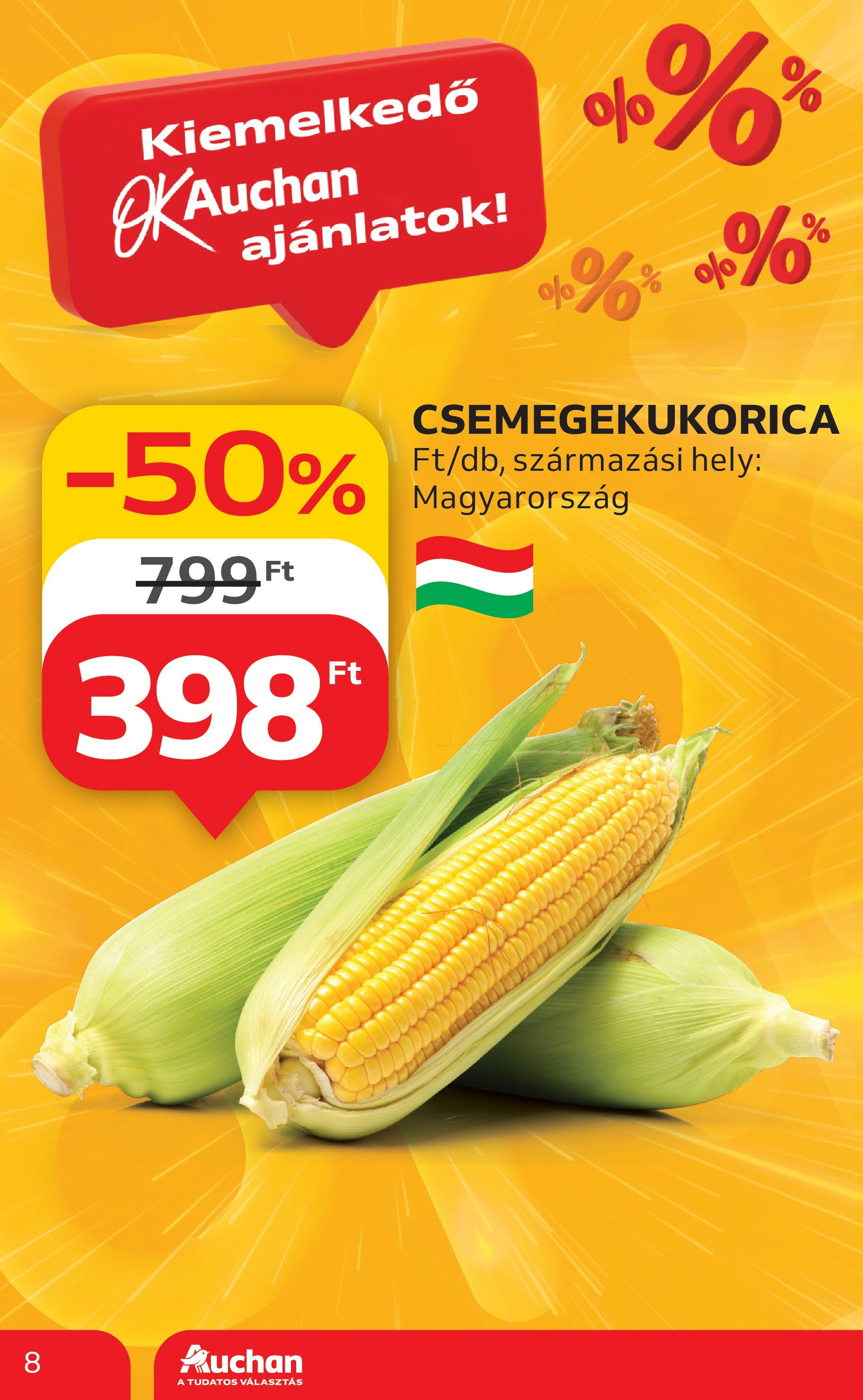 Auchan Akciós újság - 2025.06.12. -tól/töl > akció, lapozható szórólap 🛍️ | Oldal: 8 | Termékek: Csemegekukorica