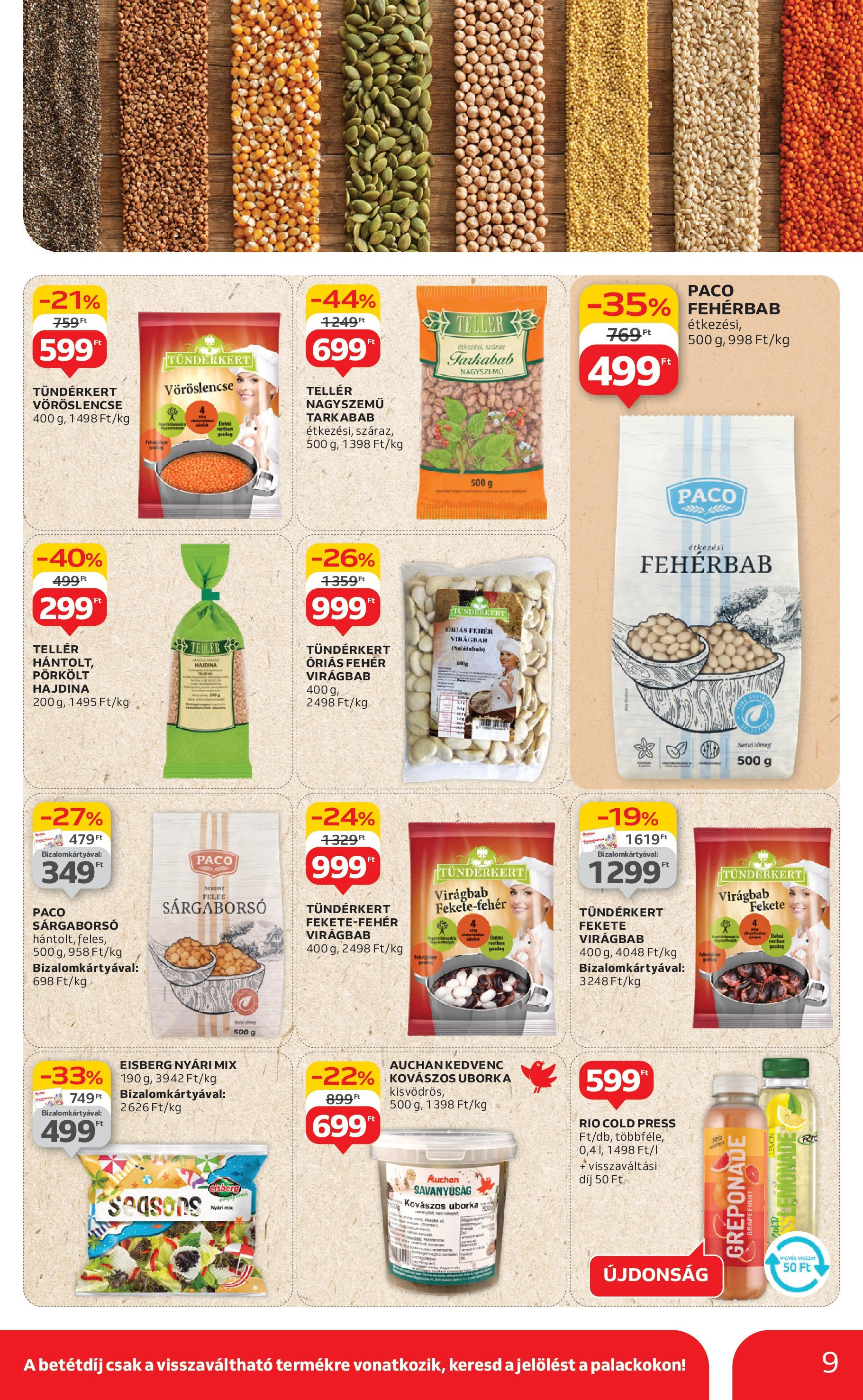 Auchan Akciós újság - 2025.06.12. -tól/töl > akció, lapozható szórólap 🛍️ | Oldal: 9 | Termékek: Hajdina, Vöröslencse, Uborka, Grapefruit