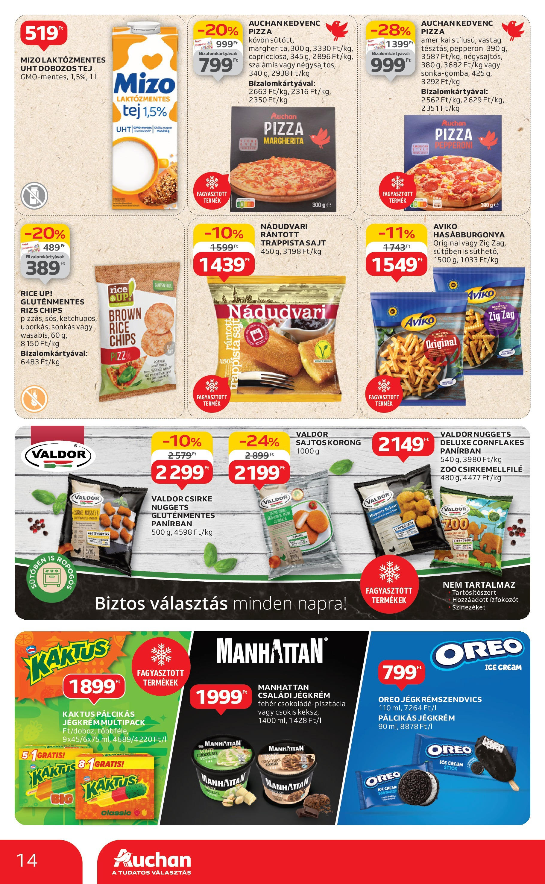 Auchan Akciós újság - 2025.06.12. -tól/töl > akció, lapozható szórólap 🛍️ | Oldal: 14 | Termékek: Pizza, Rizs, Hasábburgonya, Jégkrém