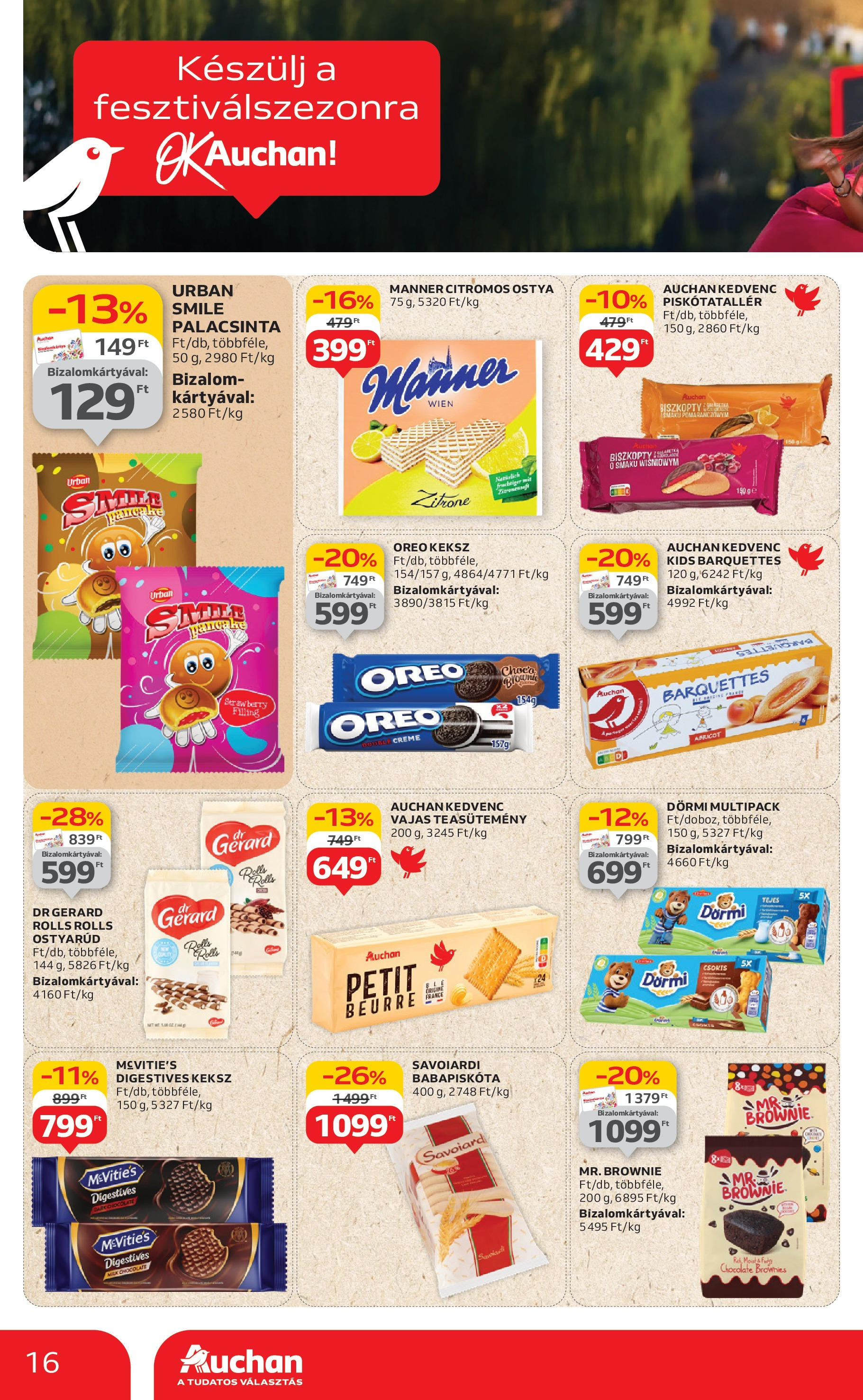 Auchan Akciós újság - 2025.06.12. -tól/töl > akció, lapozható szórólap 🛍️ | Oldal: 16 | Termékek: Teasütemény, Brownie, Mák, Keksz