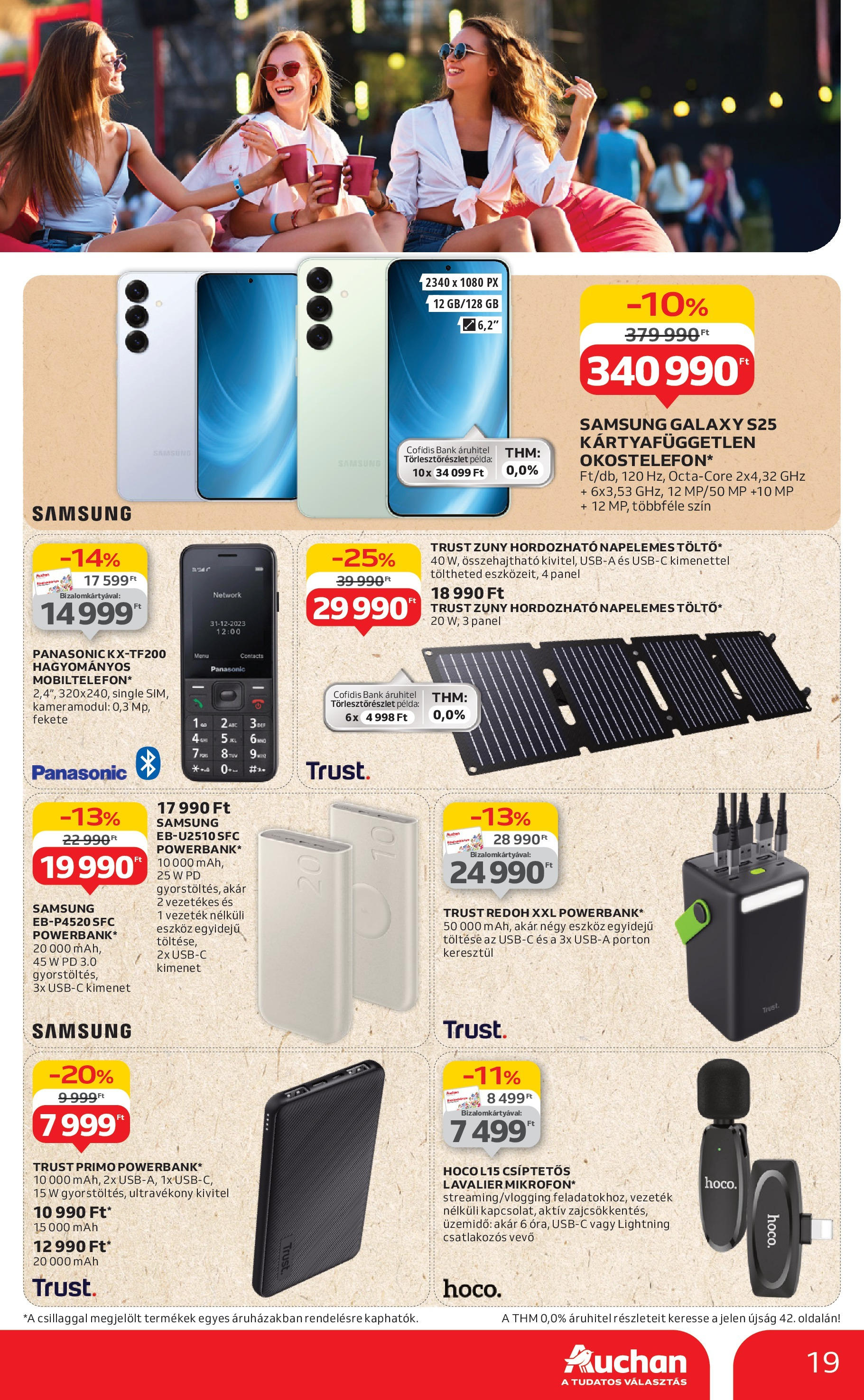 Auchan Akciós újság - 2025.06.12. -tól/töl > akció, lapozható szórólap 🛍️ | Oldal: 19 | Termékek: Powerbank, Smartphone, Samsung