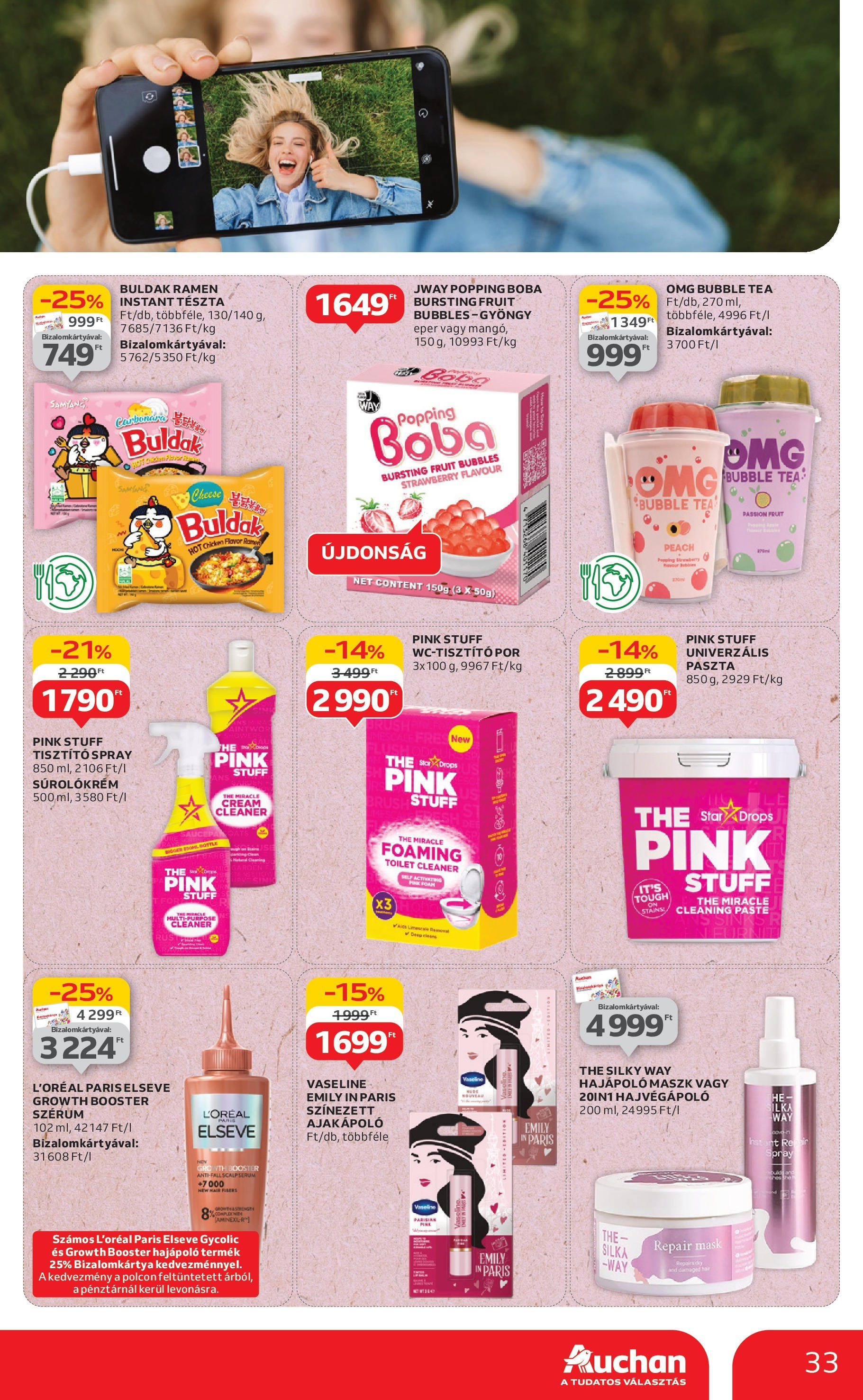 Auchan Akciós újság - 2025.06.12. -tól/töl > akció, lapozható szórólap 🛍️ | Oldal: 33 | Termékek: Maszk, Tea, Tészta, Eper