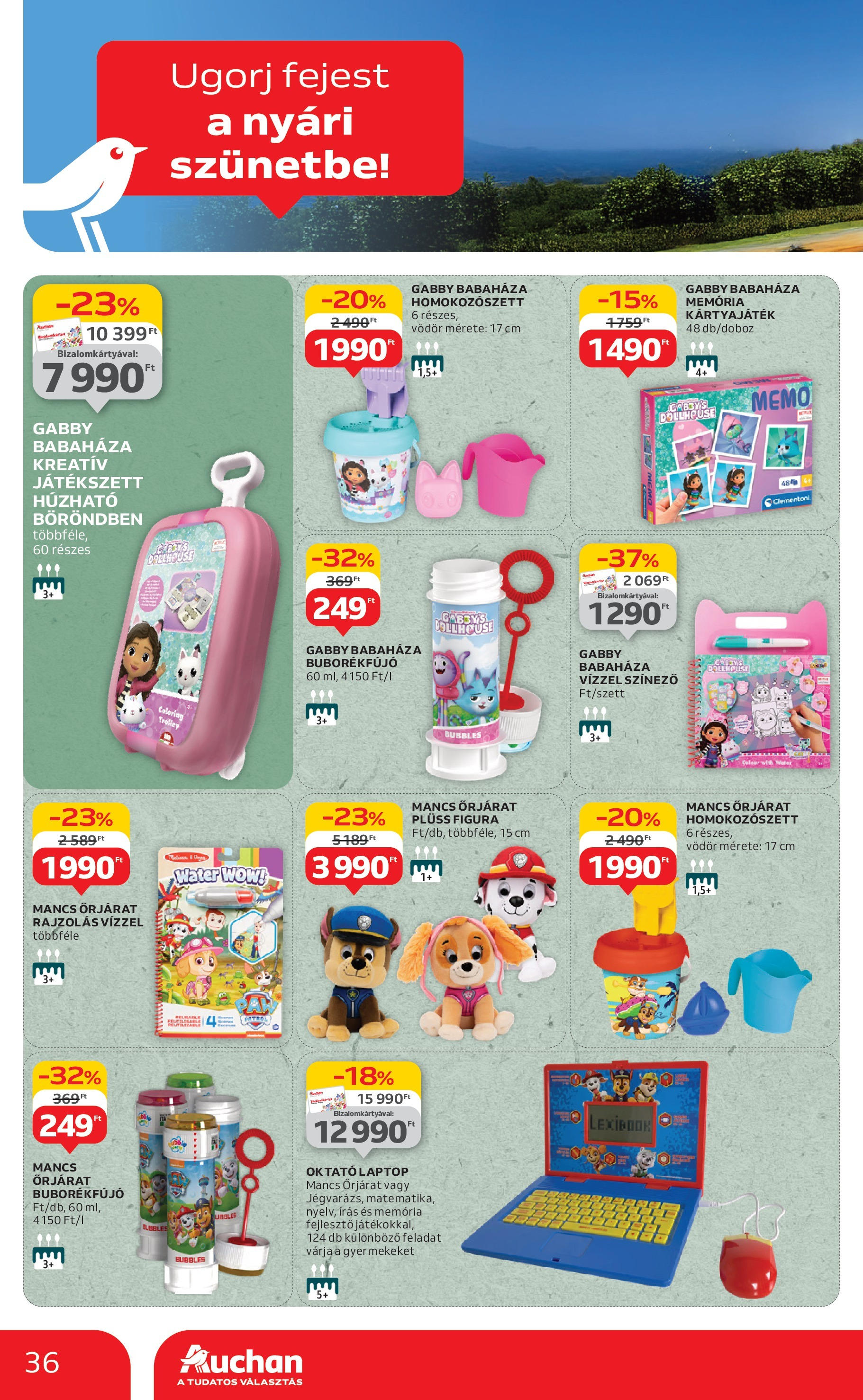 Auchan Akciós újság - 2025.06.12. -tól/töl > akció, lapozható szórólap 🛍️ | Oldal: 36 | Termékek: Laptop, Plüss